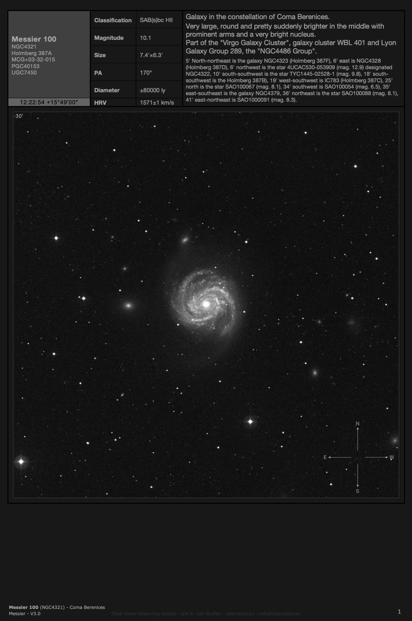 Galaxy Messier 100 (NGC4321) in Coma Berenices Galaxy Messier 100 (NGC4321) in Coma Berenices