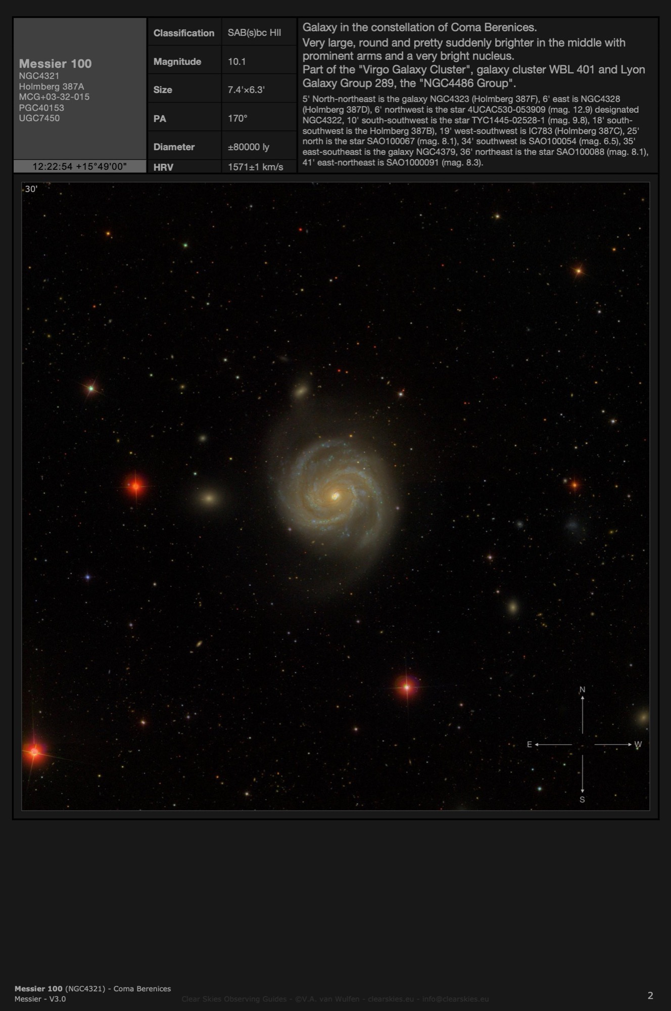 Galaxy Messier 100 (NGC4321) in Coma Berenices Galaxy Messier 100 (NGC4321) in Coma Berenices