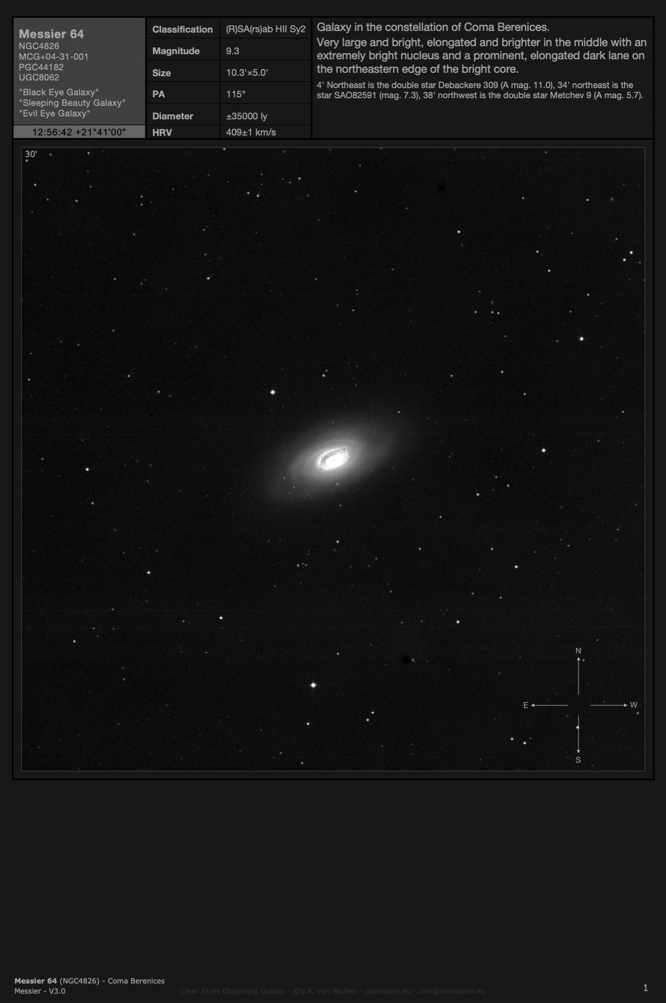 Galaxy Messier 64 (NGC4826) - the "Black Eye Galaxy" in Coma Berenices Galaxy Messier 64 (NGC4826) - the "Black Eye Galaxy" in Coma Berenices