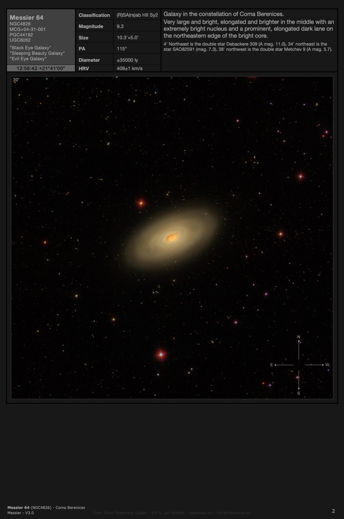 Galaxy Messier 64 (NGC4826) - the "Black Eye Galaxy" in Coma Berenices Galaxy Messier 64 (NGC4826) - the "Black Eye Galaxy" in Coma Berenices