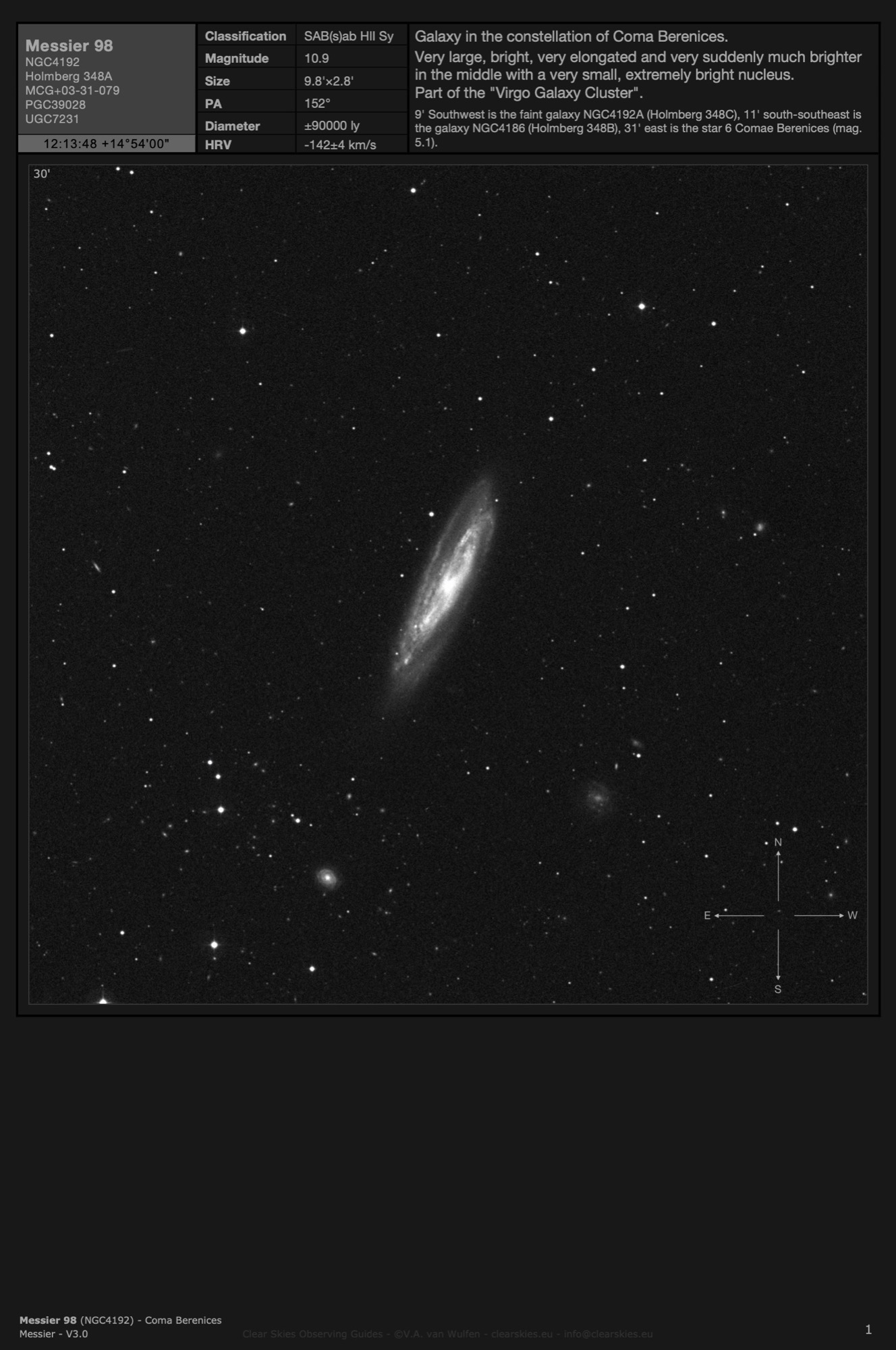 Galaxy Messier 98 (NGC4192) in Coma Berenices Galaxy Messier 98 (NGC4192) in Coma Berenices