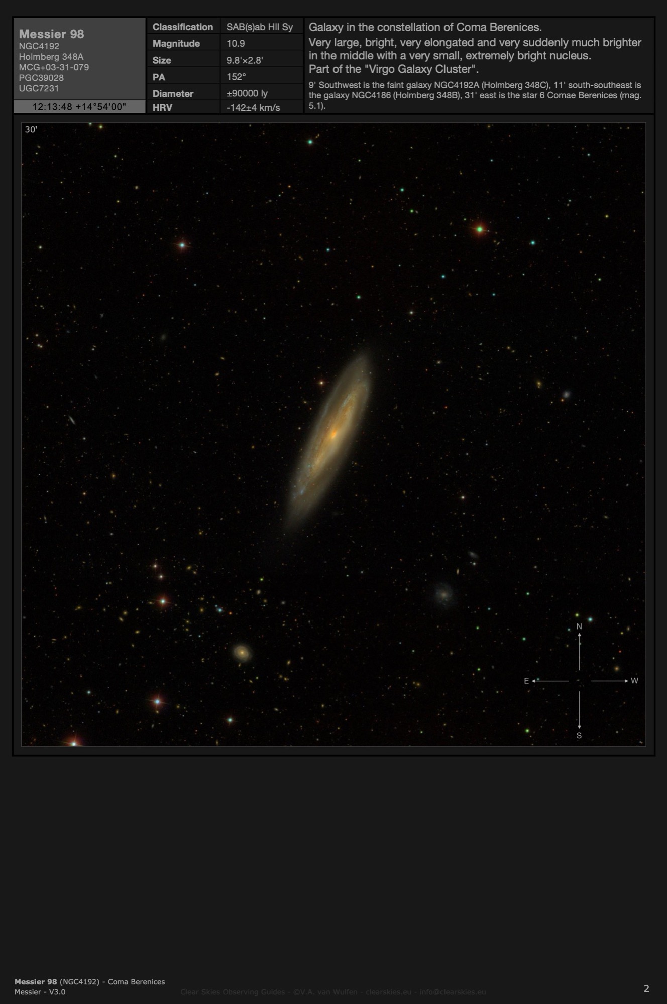 Galaxy Messier 98 (NGC4192) in Coma Berenices Galaxy Messier 98 (NGC4192) in Coma Berenices