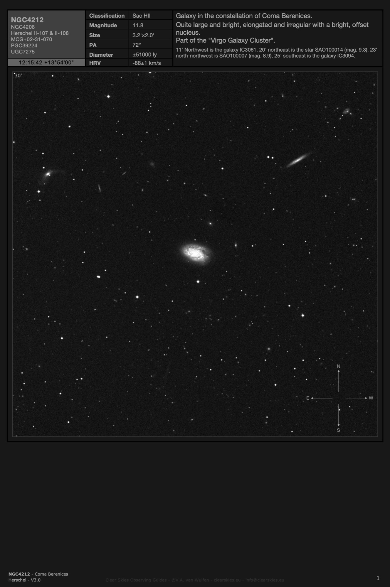 Galaxy NGC4212 in Coma Berenices Galaxy NGC4212 in Coma Berenices