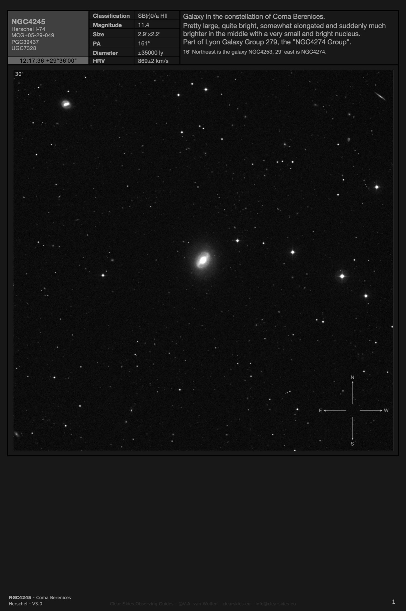 Galaxy NGC4245 in Coma Berenices Galaxy NGC4245 in Coma Berenices