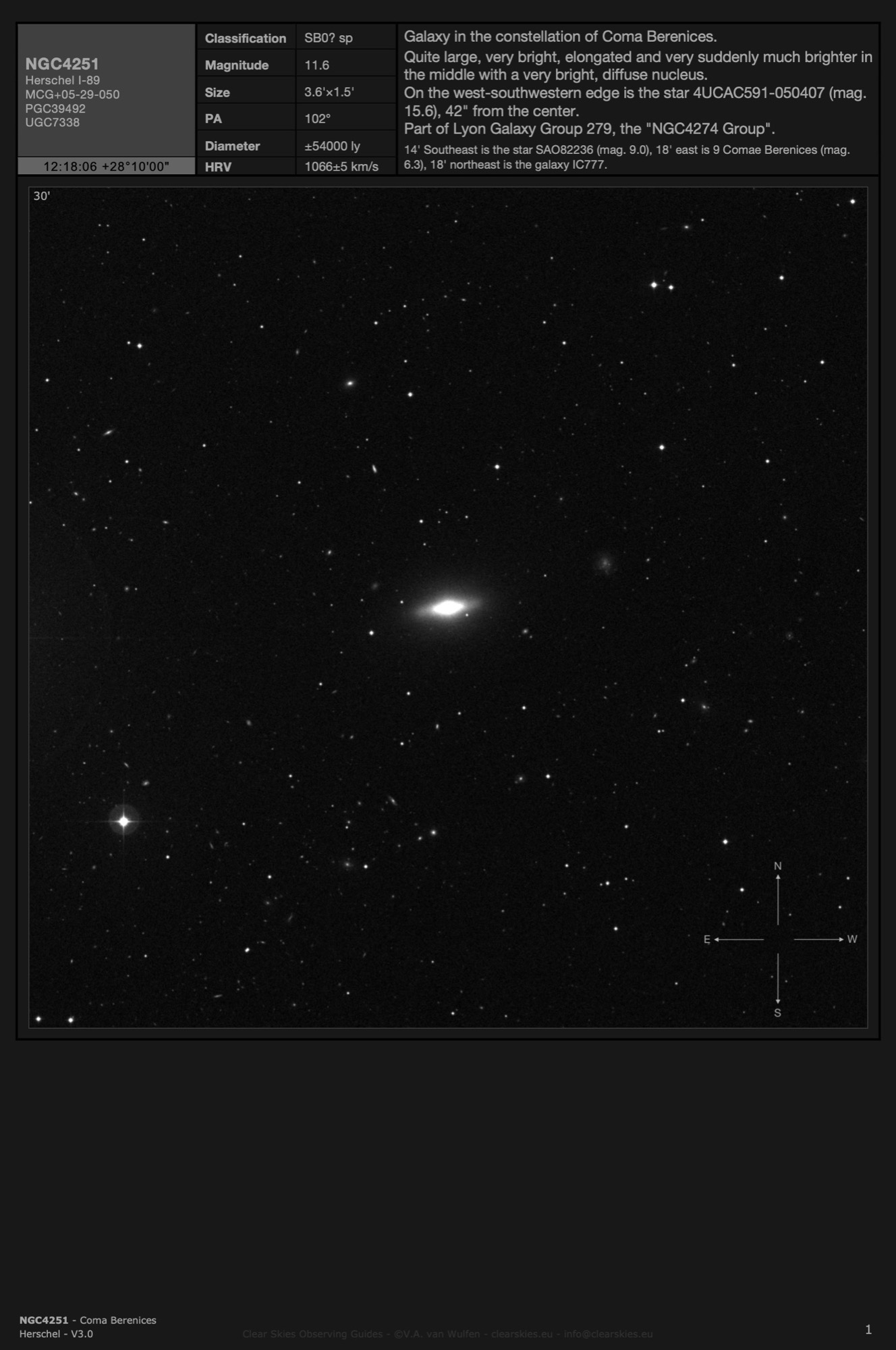 Galaxy NGC4251 in Coma Berenices Galaxy NGC4251 in Coma Berenices