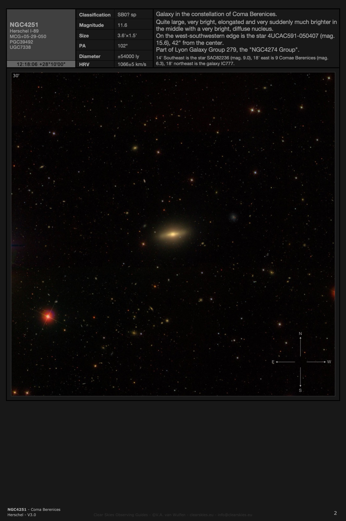 Galaxy NGC4251 in Coma Berenices Galaxy NGC4251 in Coma Berenices