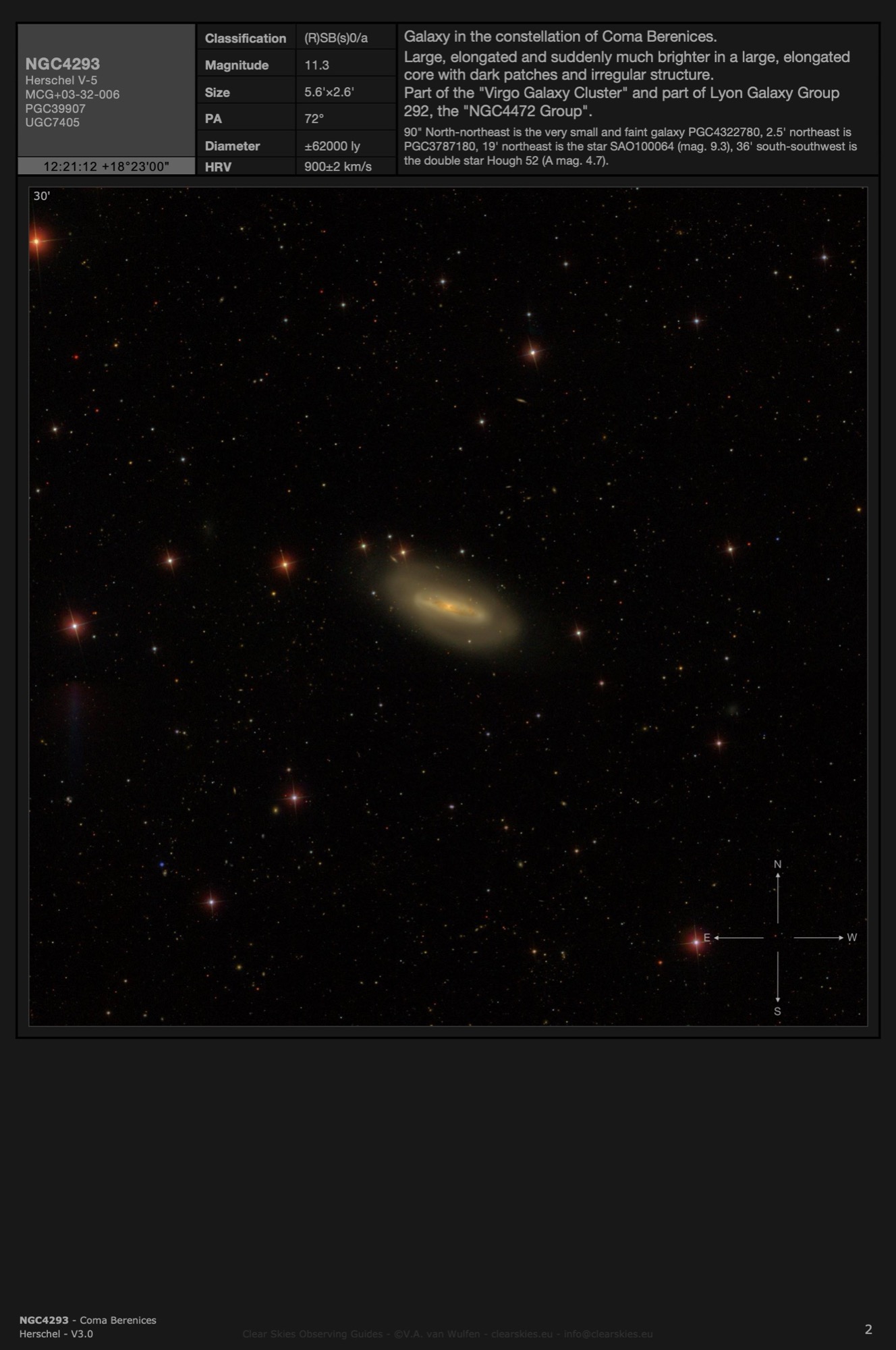Galaxy NGC4293 in Coma Berenices Galaxy NGC4293 in Coma Berenices