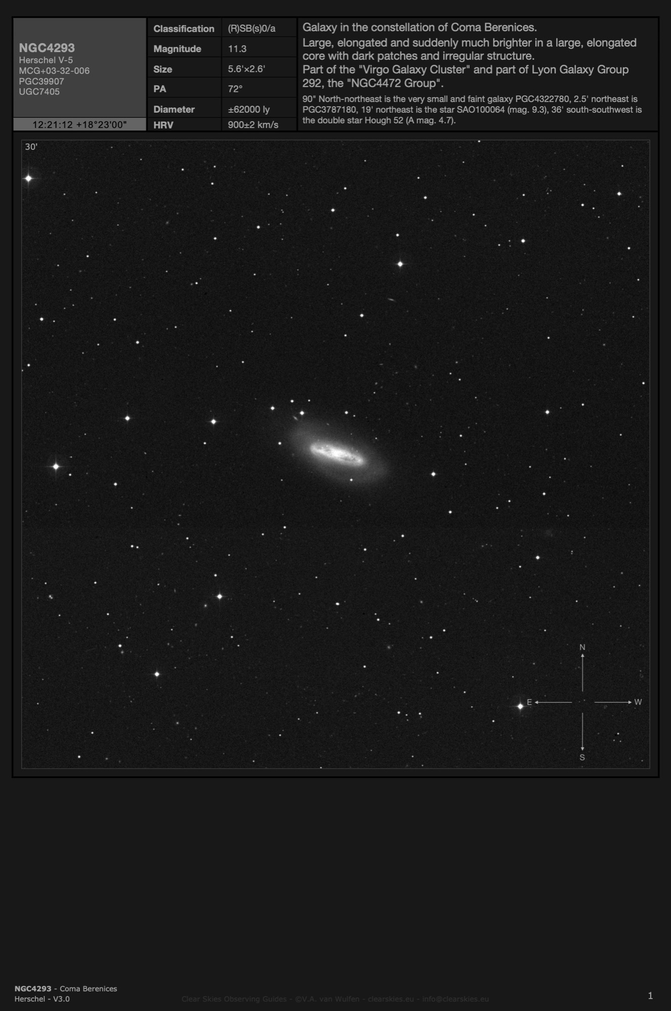 Galaxy NGC4293 in Coma Berenices Galaxy NGC4293 in Coma Berenices