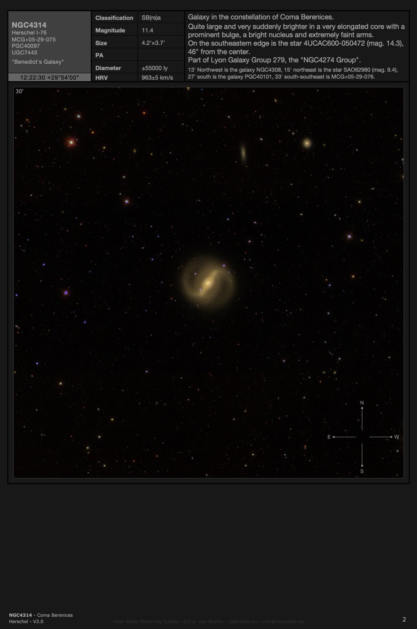 Galaxy NGC4314 - "Benedict's Galaxy" in Coma Berenices Galaxy NGC4314 - "Benedict's Galaxy" in Coma Berenices