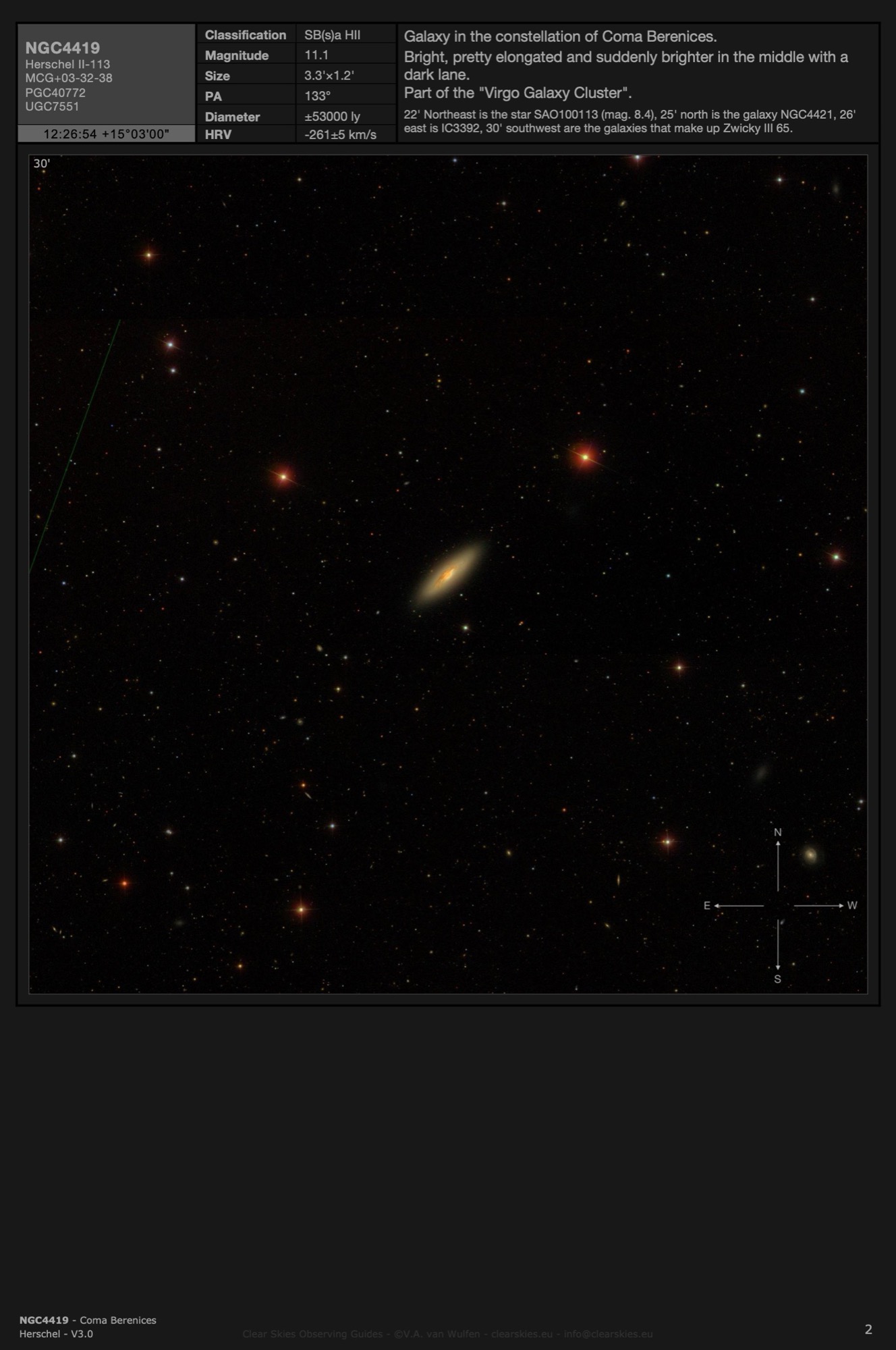 Galaxy NGC4419 in Coma Berenices Galaxy NGC4419 in Coma Berenices