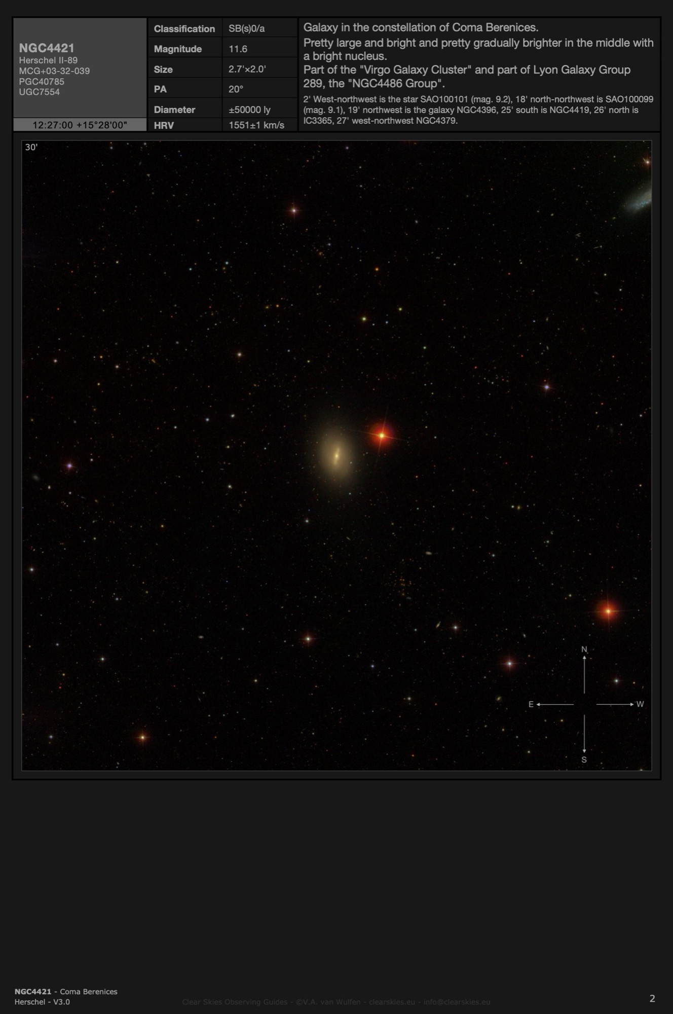 Galaxy NGC4421 in Coma Berenices Galaxy NGC4421 in Coma Berenices