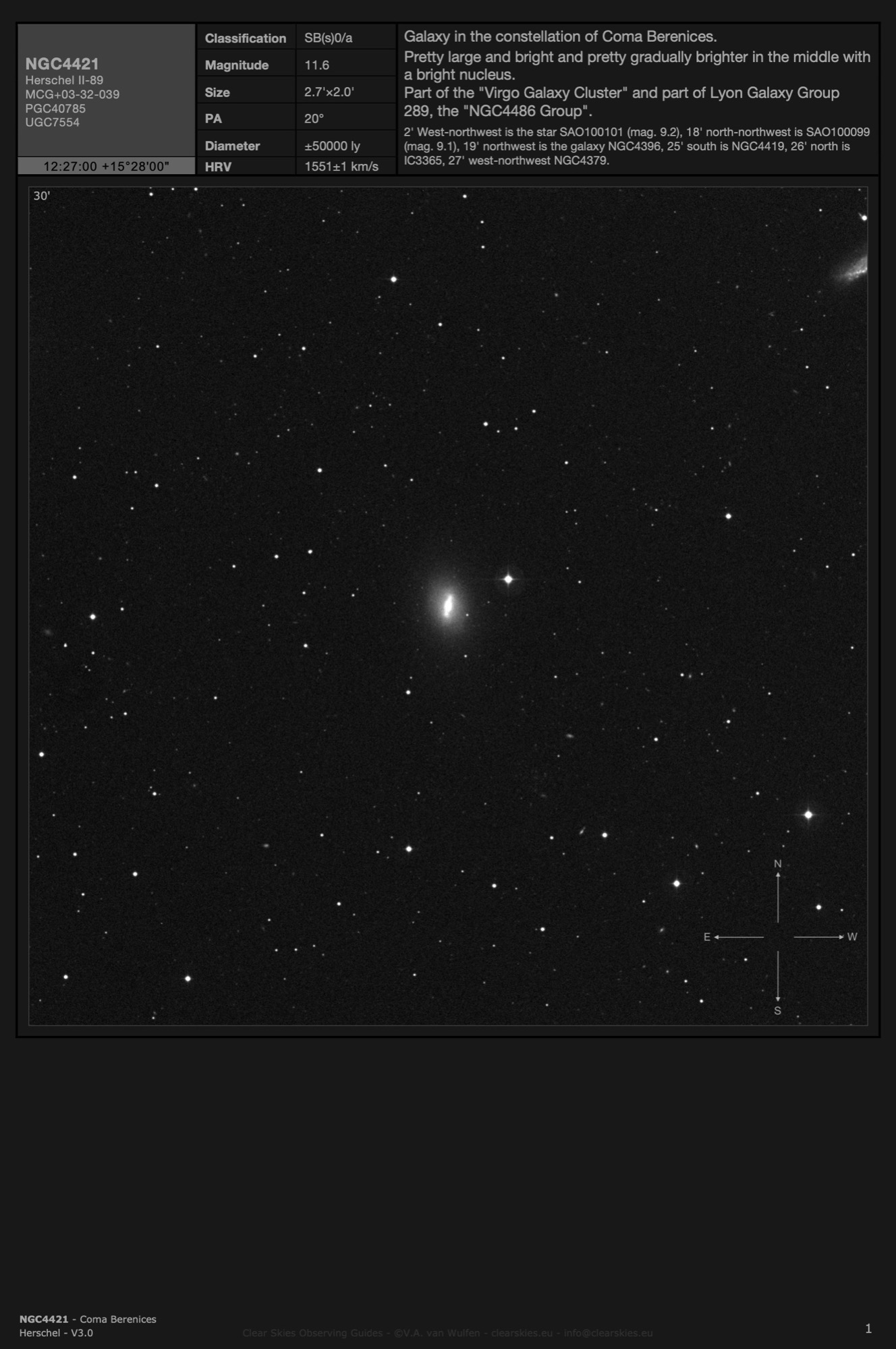 Galaxy NGC4421 in Coma Berenices Galaxy NGC4421 in Coma Berenices