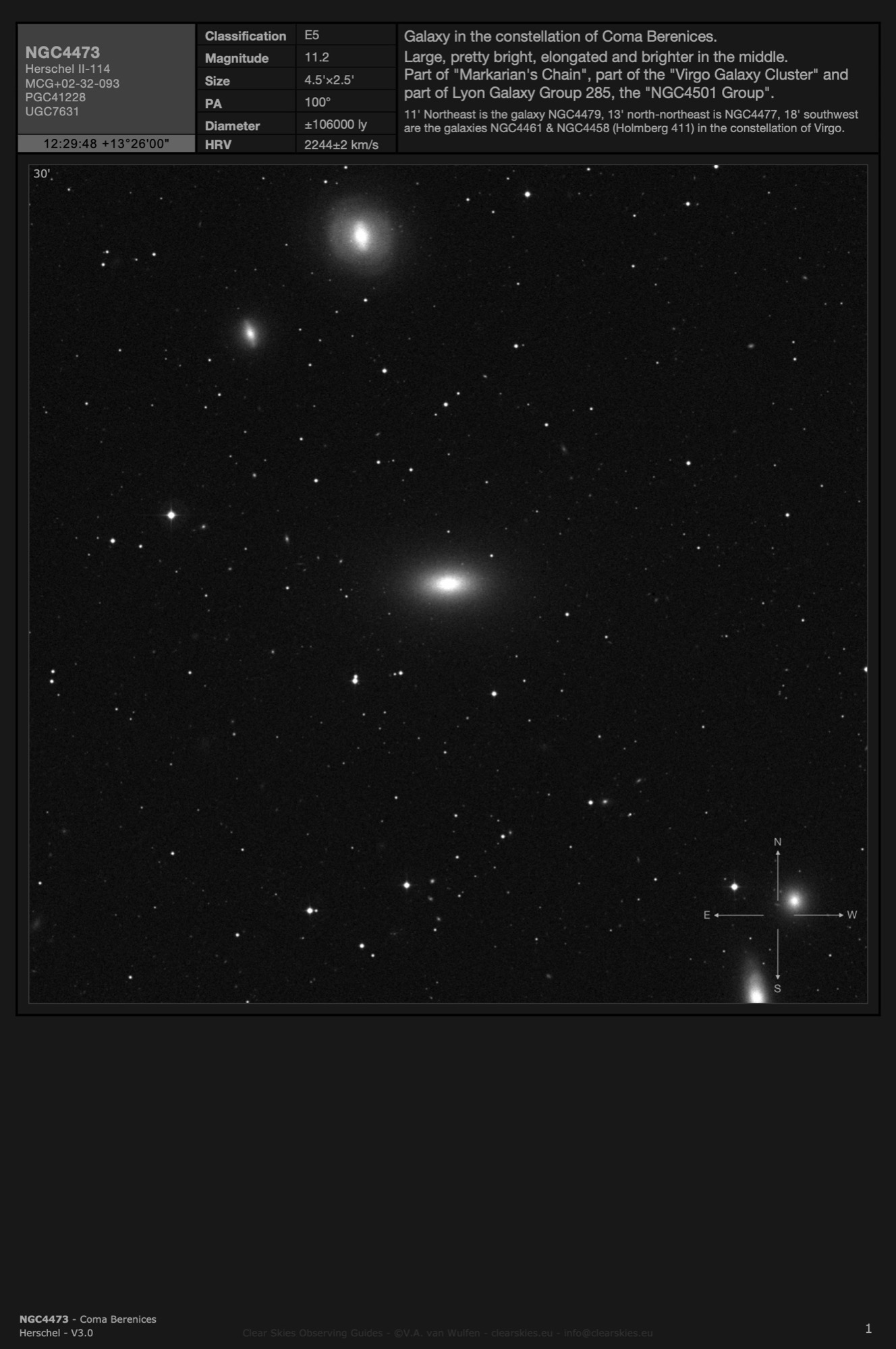 Galaxy NGC4473 in Coma Berenices Galaxy NGC4473 in Coma Berenices