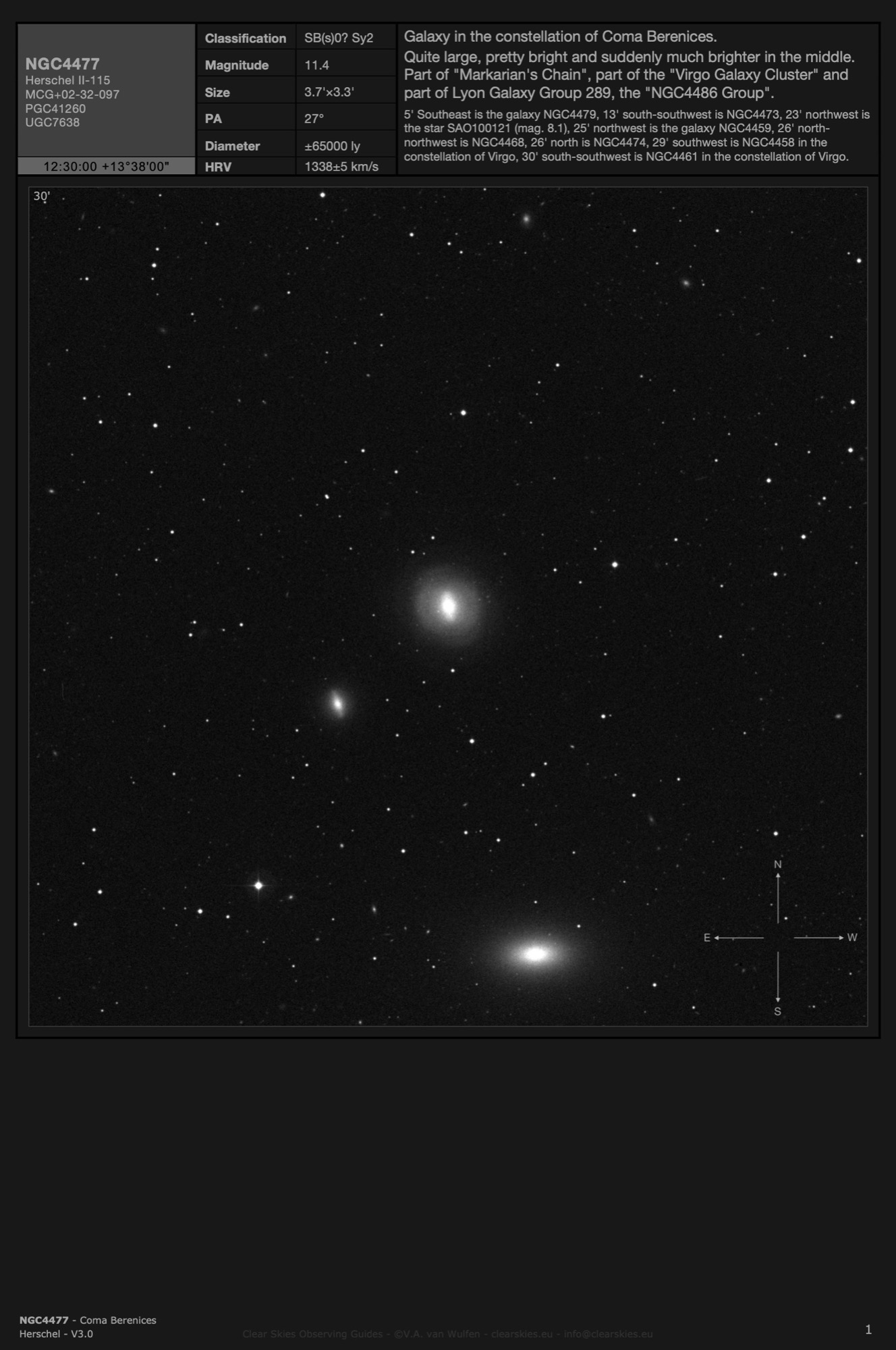 Galaxy NGC4477 in Coma Berenices Galaxy NGC4477 in Coma Berenices