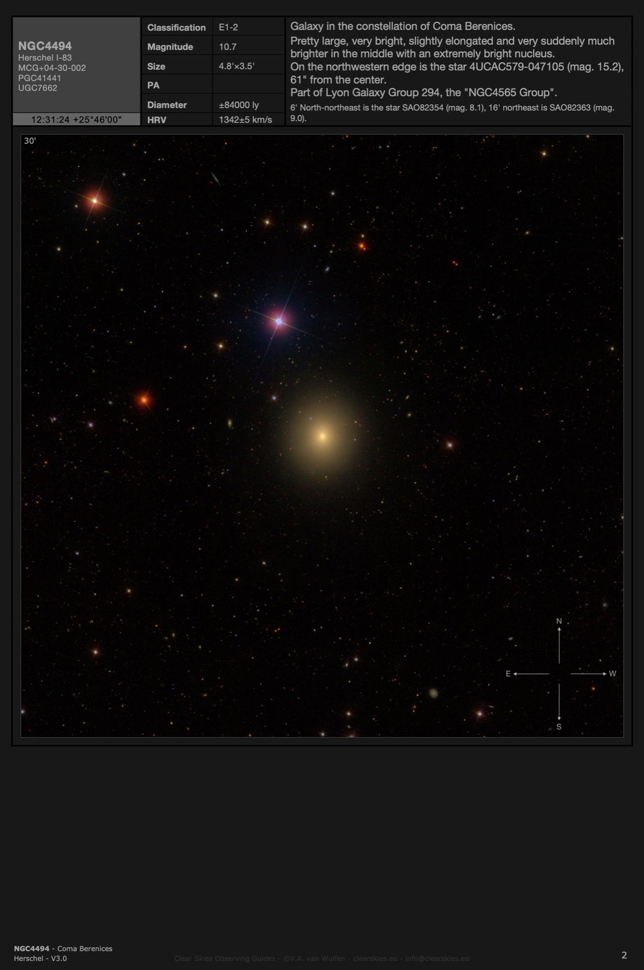 Galaxy NGC4494 in Coma Berenices Galaxy NGC4494 in Coma Berenices