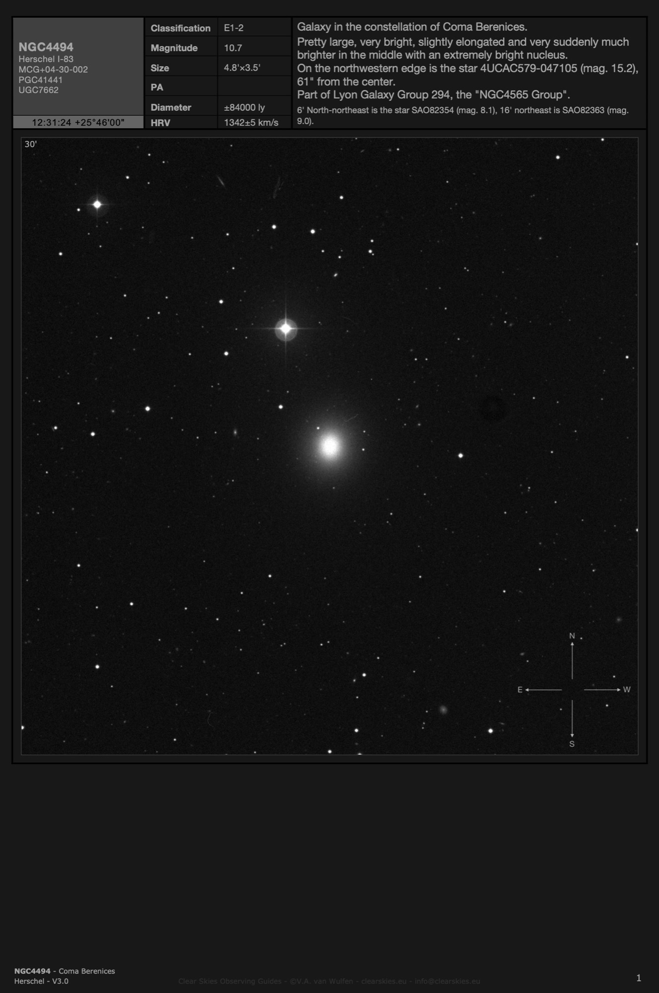 Galaxy NGC4494 in Coma Berenices Galaxy NGC4494 in Coma Berenices