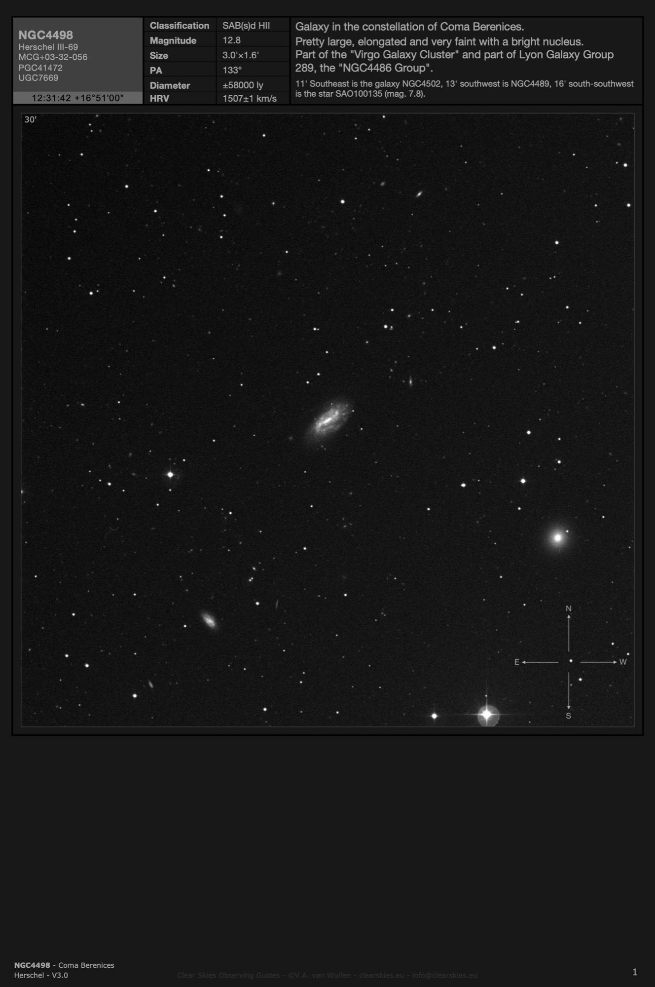 Galaxy NGC4498 in Coma Berenices Galaxy NGC4498 in Coma Berenices