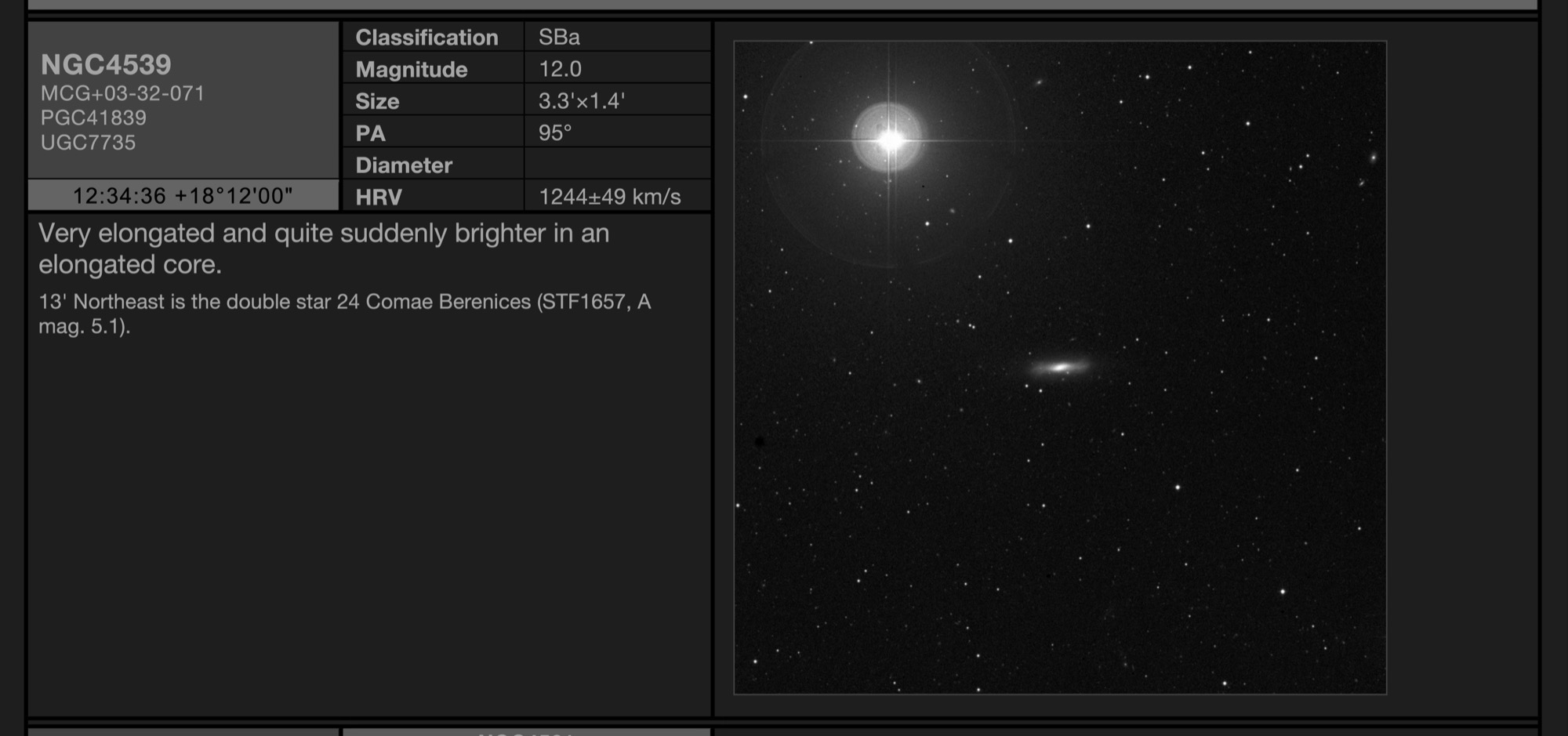 Galaxy NGC4539 in Coma Berenices Galaxy NGC4539 in Coma Berenices