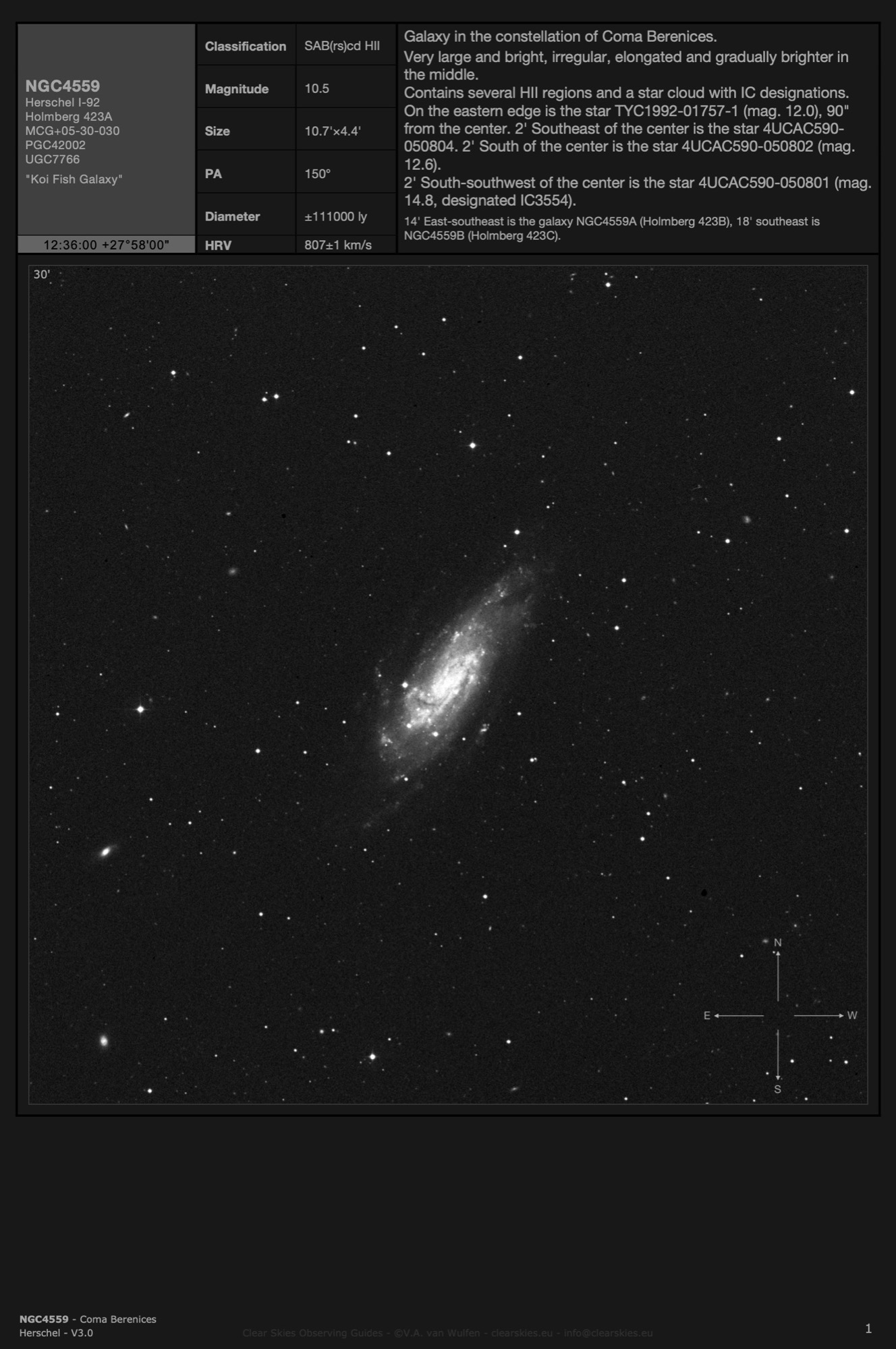 Galaxy NGC4559 - the "Koi Fish Galaxy" in Coma Berenices Galaxy NGC4559 - the "Koi Fish Galaxy" in Coma Berenices