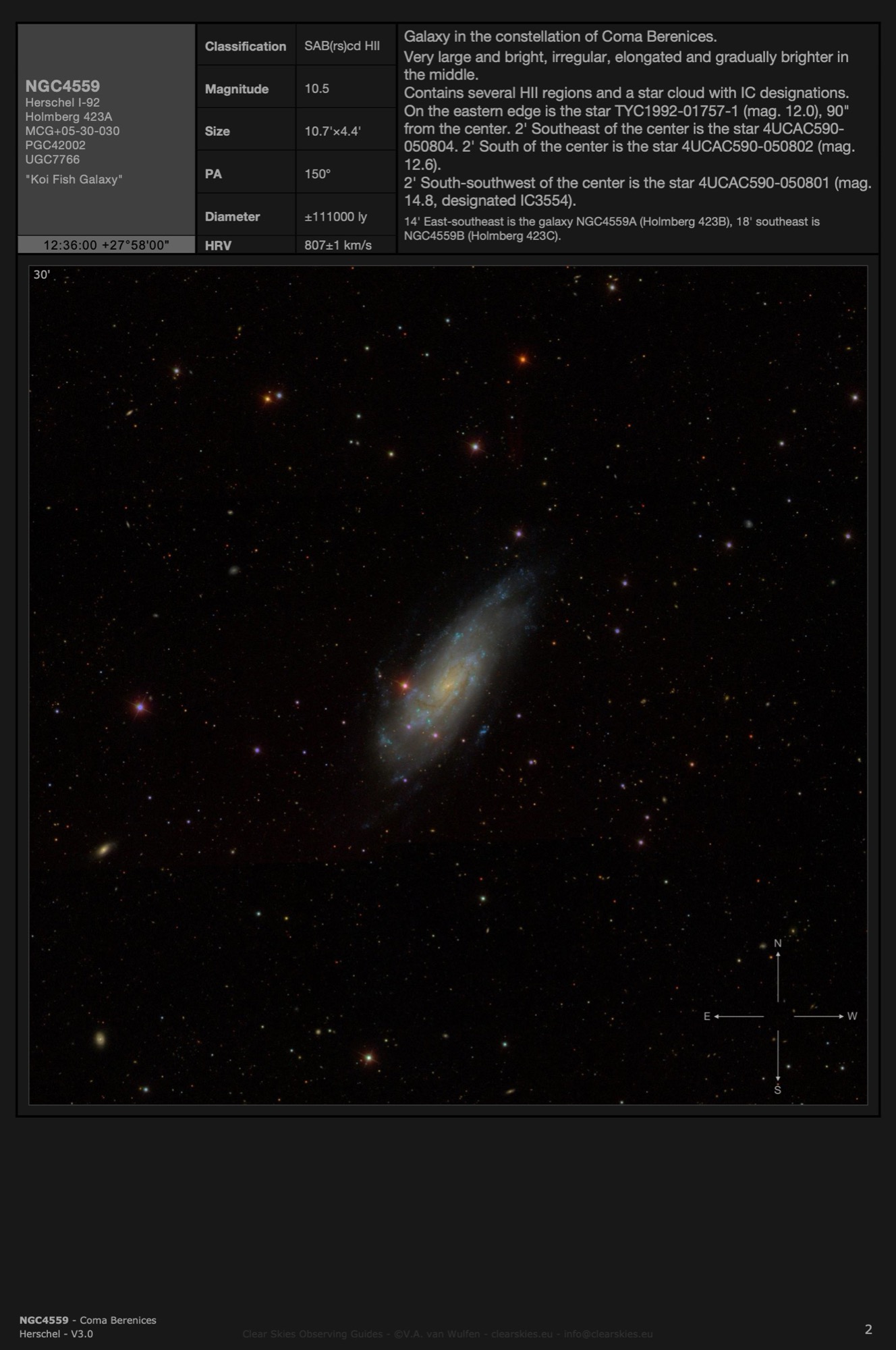 Galaxy NGC4559 - the "Koi Fish Galaxy" in Coma Berenices Galaxy NGC4559 - the "Koi Fish Galaxy" in Coma Berenices