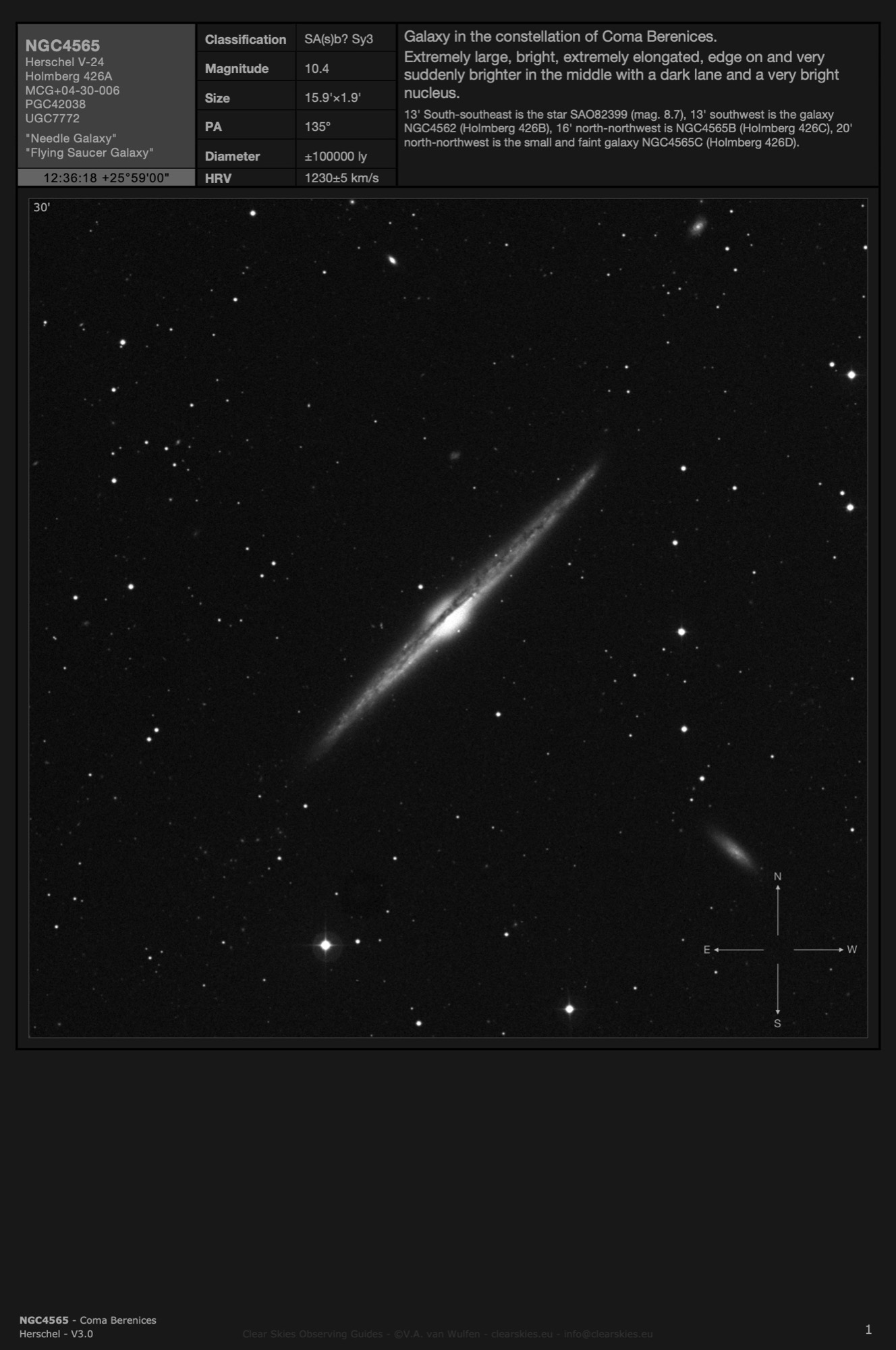 Galaxy NGC4565 - the "Needle Galaxy" in Coma Berenices Galaxy NGC4565 - the "Needle Galaxy" in Coma Berenices