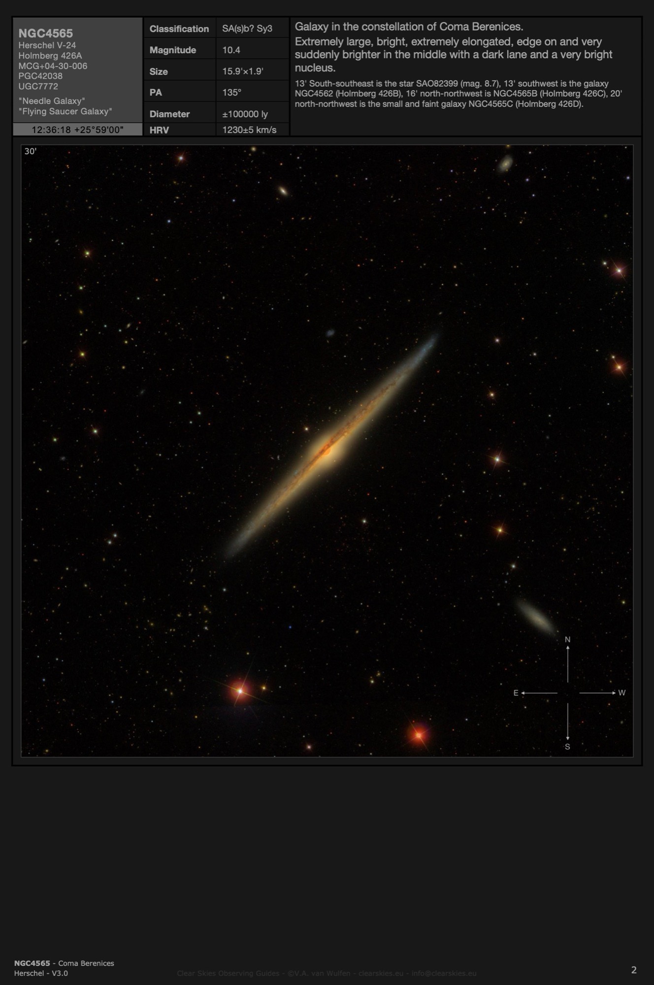 Galaxy NGC4565 - the "Needle Galaxy" in Coma Berenices Galaxy NGC4565 - the "Needle Galaxy" in Coma Berenices