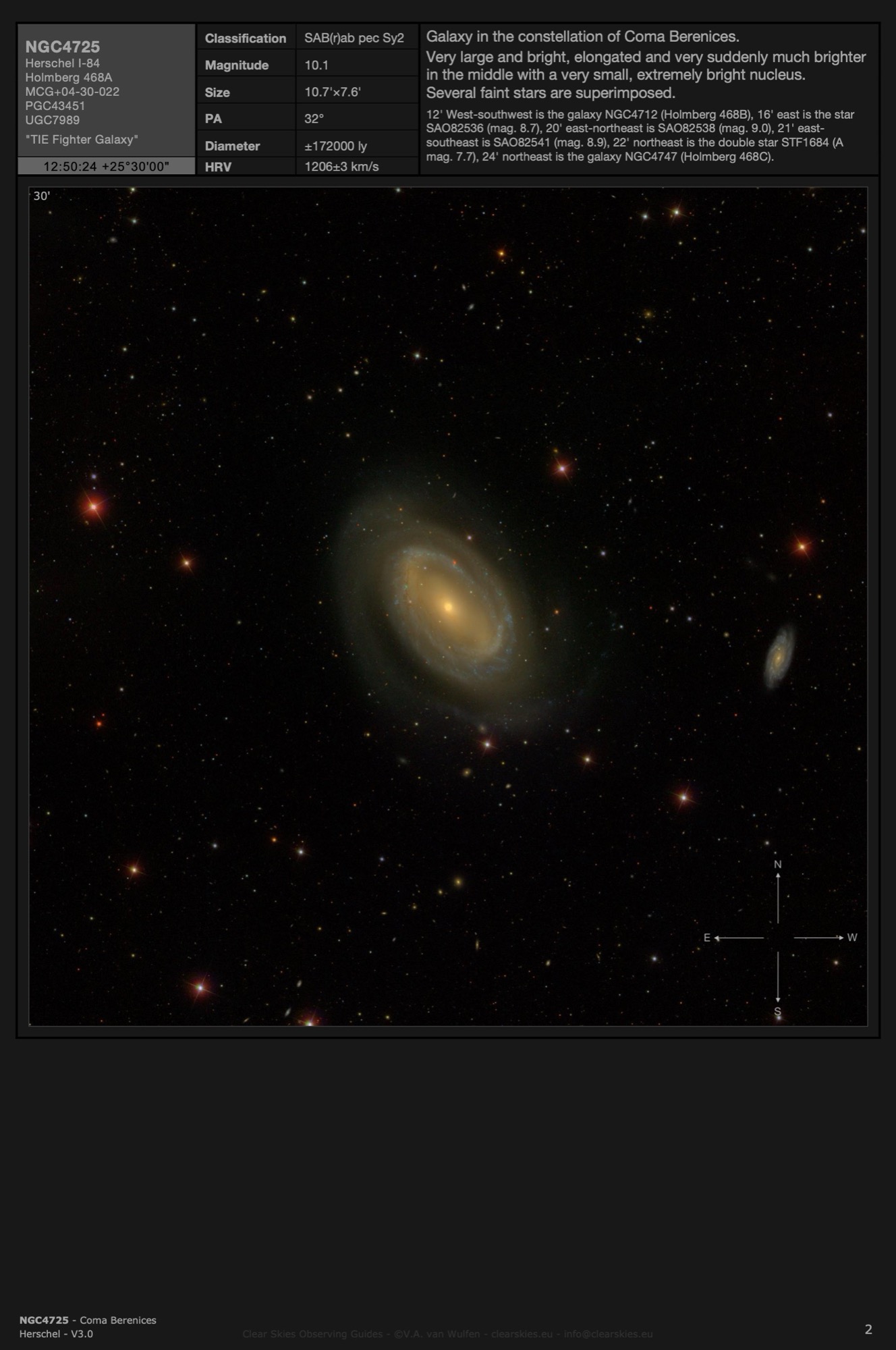 Galaxy NGC4725 - the "TIE Fighter Galaxy" in Coma Berenices