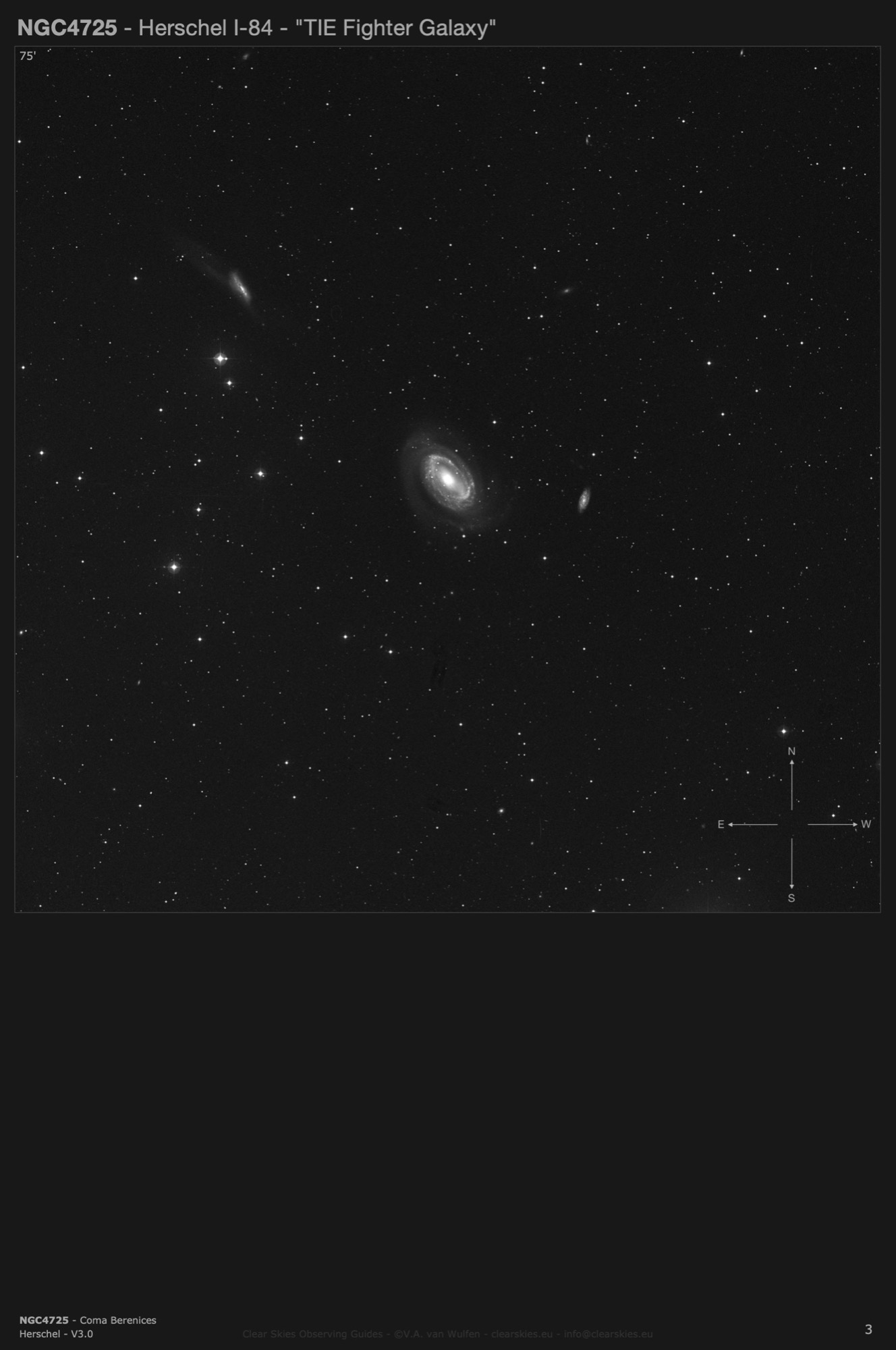 Galaxy NGC4725 - the "TIE Fighter Galaxy" in Coma Berenices