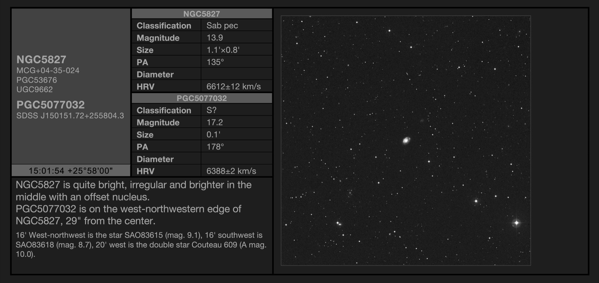 Galaxy pair NGC5827 & PGC5077032 in Boötes Galaxy pair NGC5827 & PGC5077032 in Boötes