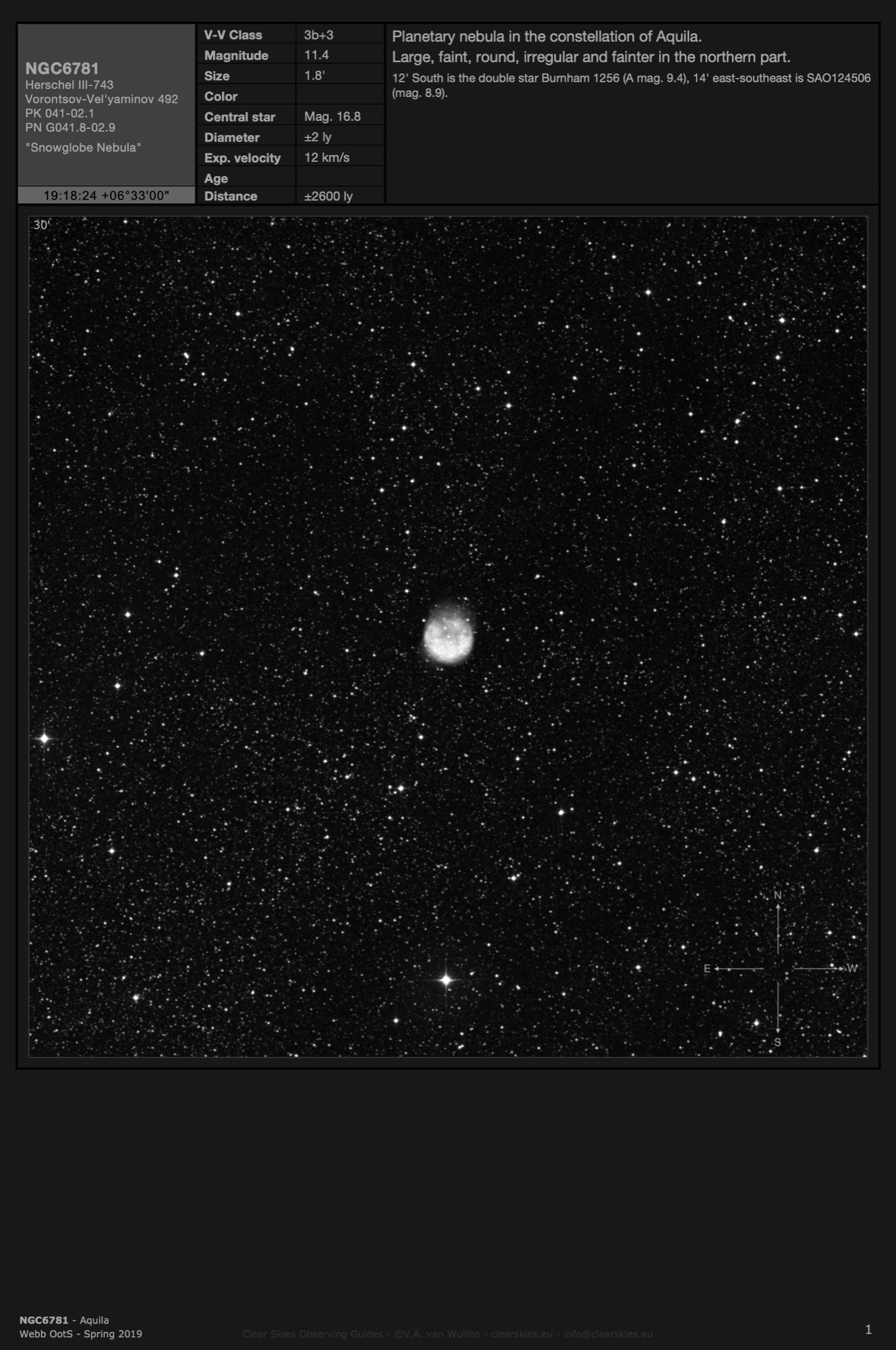 Planetary nebula NGC6781, the - "Snowglobe Nebula" in Aquila Planetary nebula NGC6781, the - "Snowglobe Nebula" in Aquila