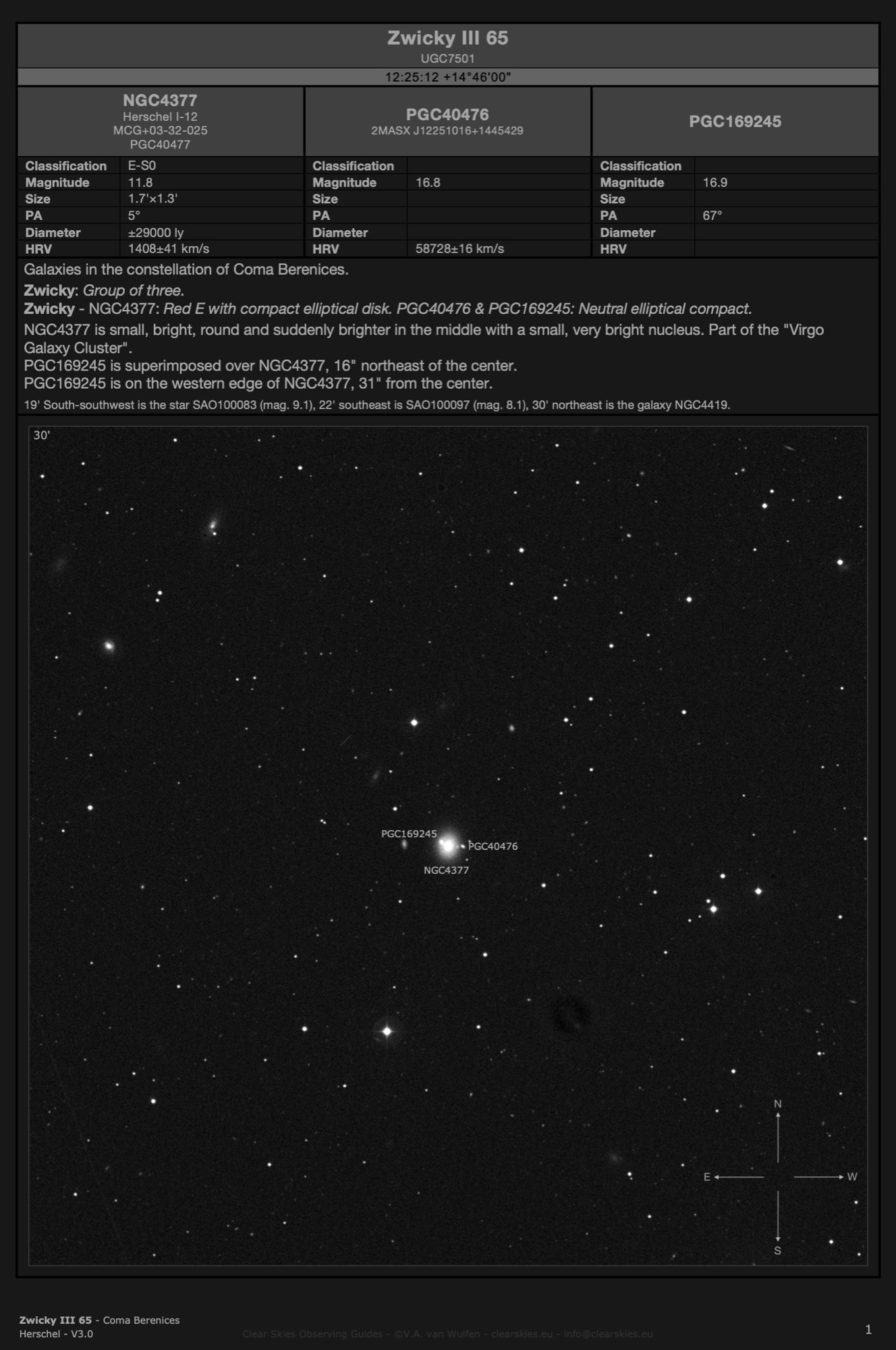 Galaxy triple Zwicky III 65 (NGC4377, PGC40476 & PGC169245) in Coma Berenices Galaxy triple Zwicky III 65 (NGC4377, PGC40476 & PGC169245) in Coma Berenices