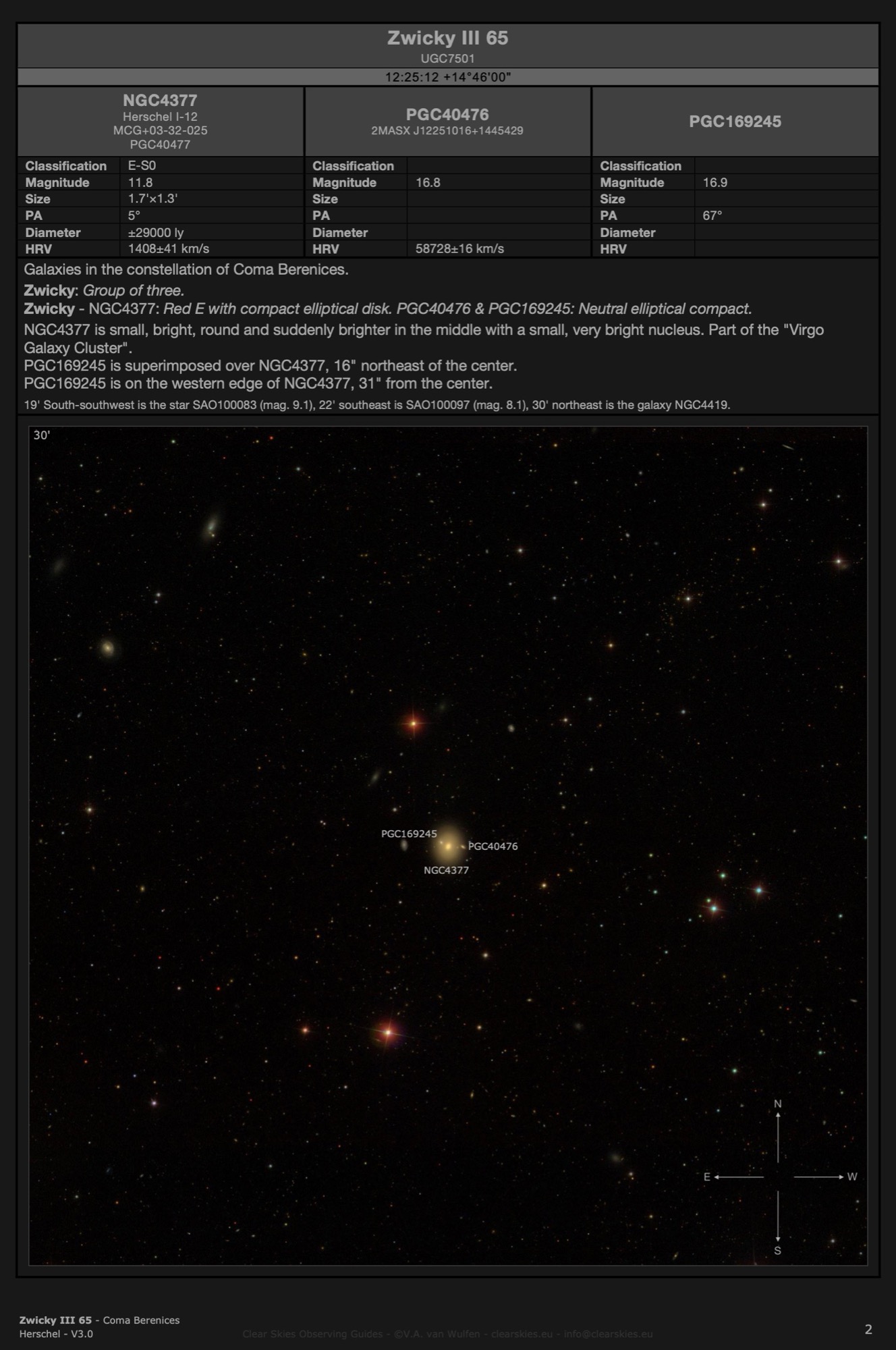 Galaxy triple Zwicky III 65 (NGC4377, PGC40476 & PGC169245) in Coma Berenices Galaxy triple Zwicky III 65 (NGC4377, PGC40476 & PGC169245) in Coma Berenices