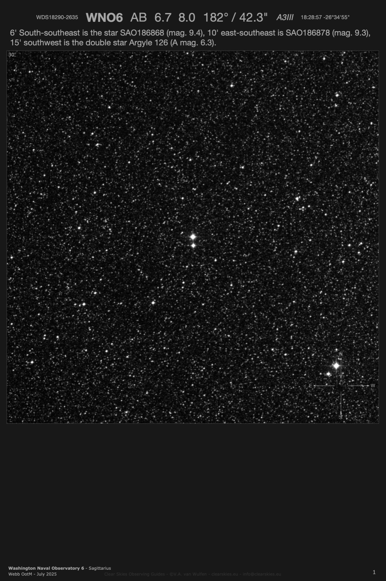 Washington Naval Observatory 6 (WDS18290-2635) in Sagittarius Washington Naval Observatory 6 (WDS18290-2635) in Sagittarius