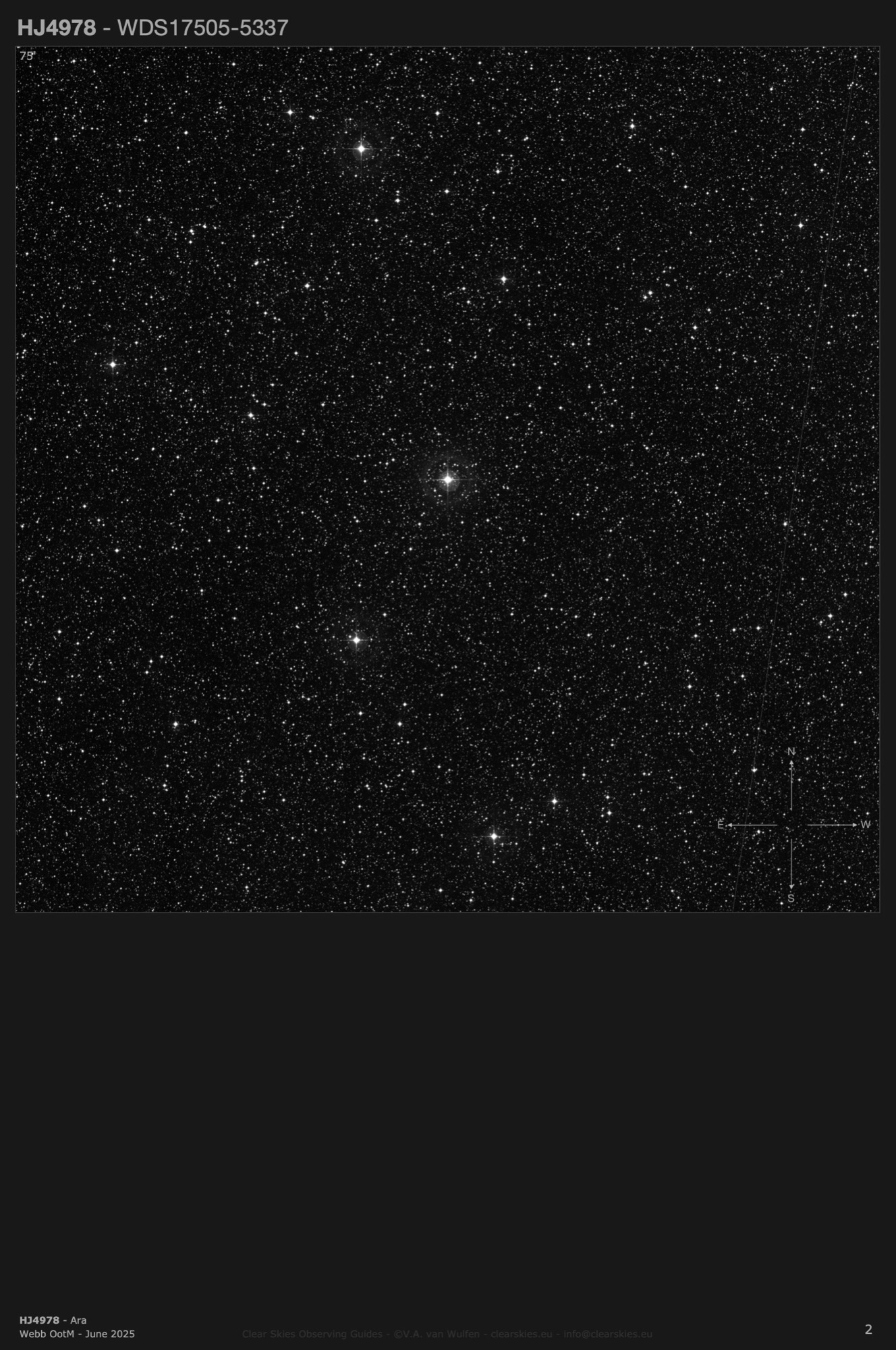 Double star HJ4978 (WDS17505-5337) in Ara Double star HJ4978 (WDS17505-5337) in Ara