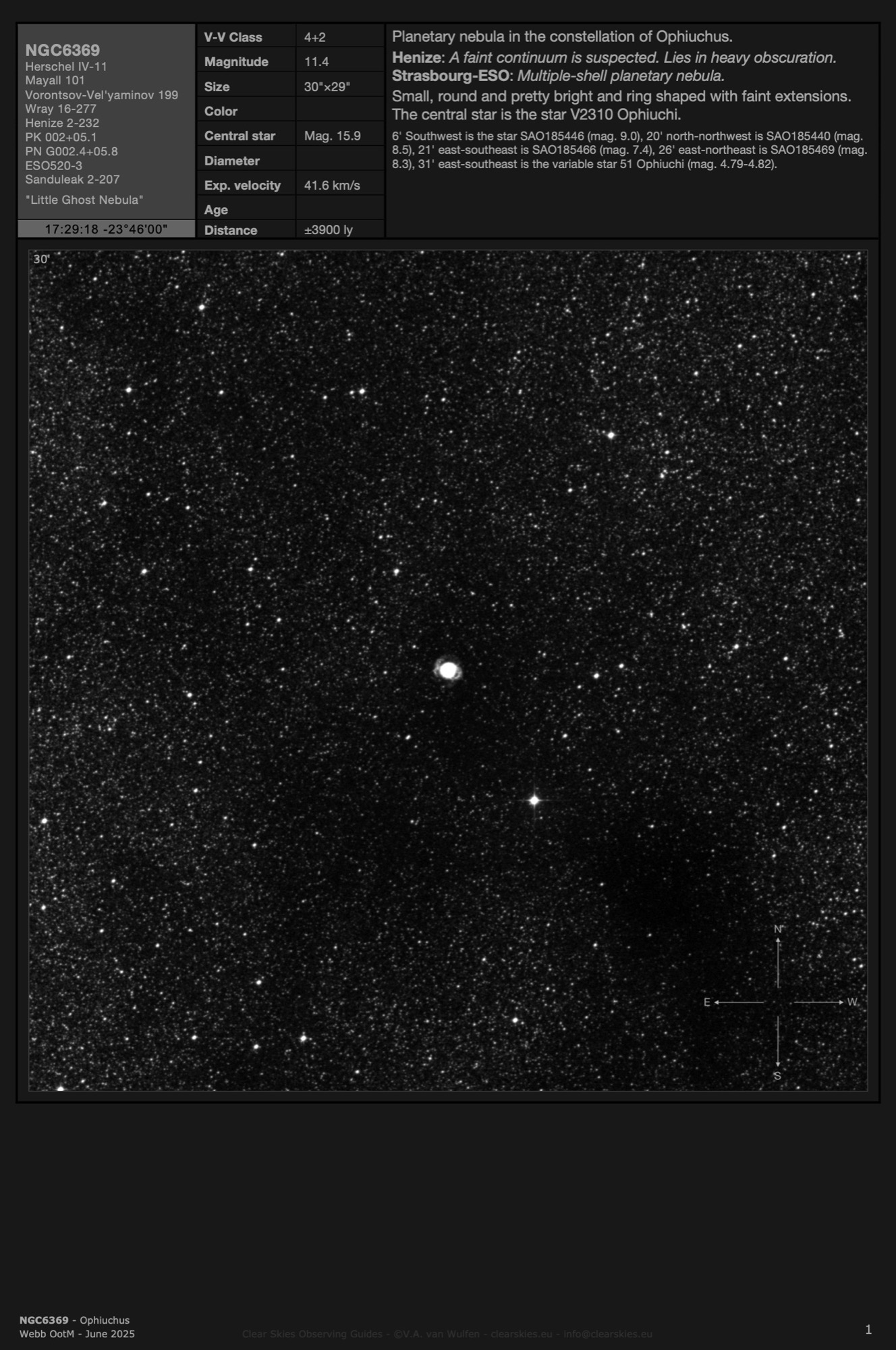 Planetary nebula NGC6369 - the "Little Ghost Nebula" in Ophiuchus Planetary nebula NGC6369 - the "Little Ghost Nebula" in Ophiuchus