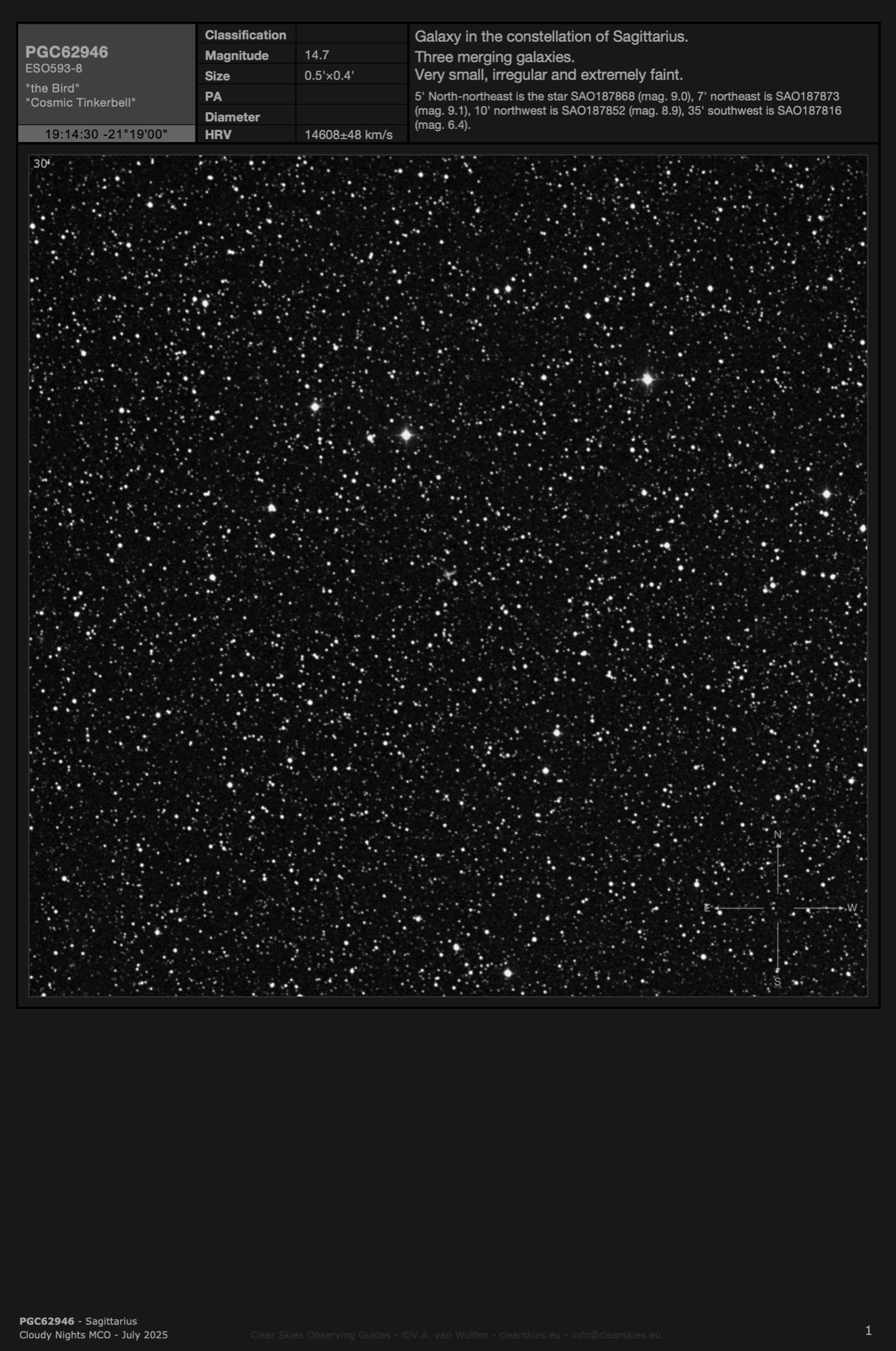 Galaxy PGC62946 - "the Bird" in Sagittarius Galaxy PGC62946 - "the Bird" in Sagittarius