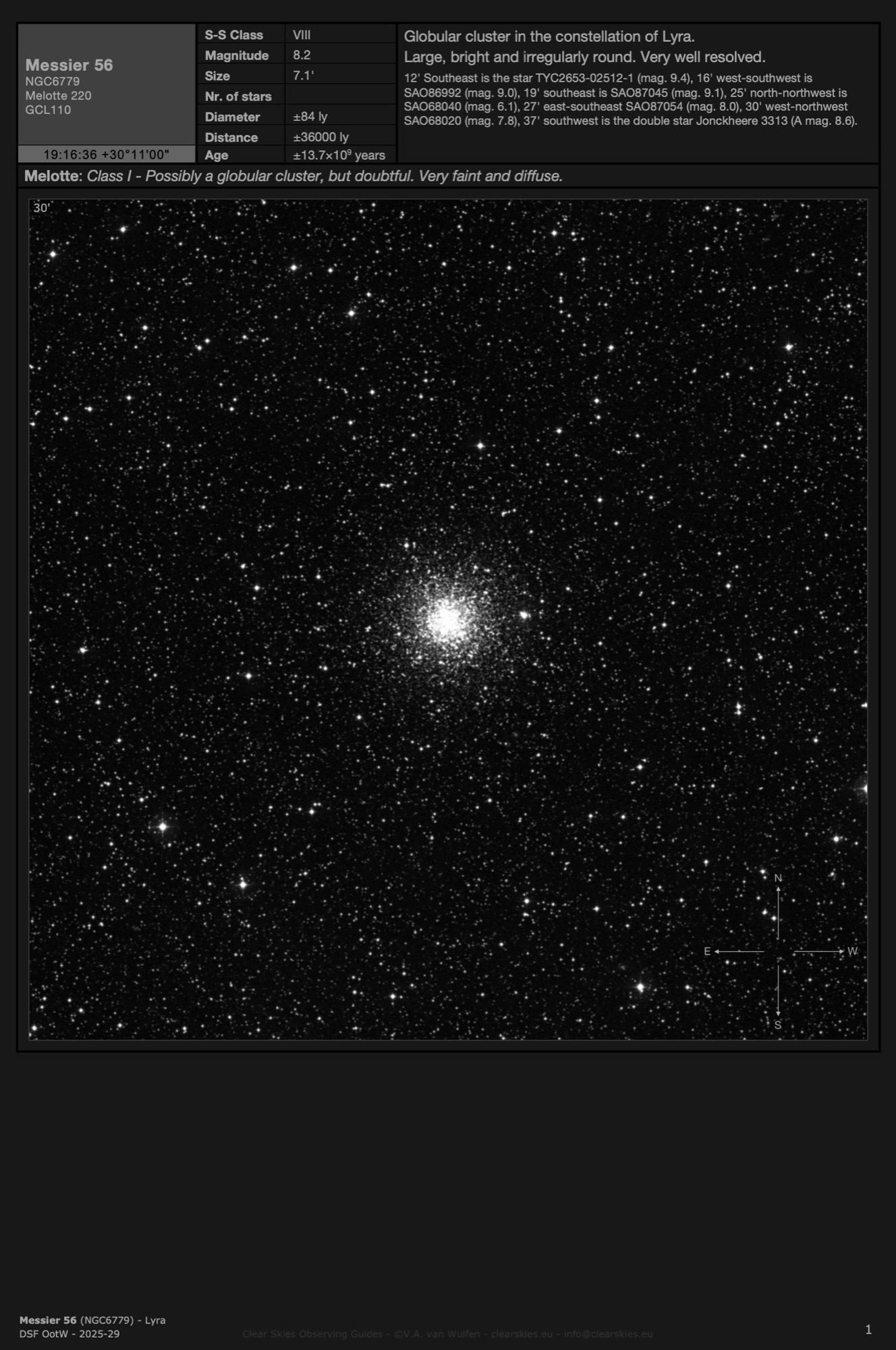 Globular cluster Messier 56 (NGC6779) in Lyra Globular cluster Messier 56 (NGC6779) in Lyra