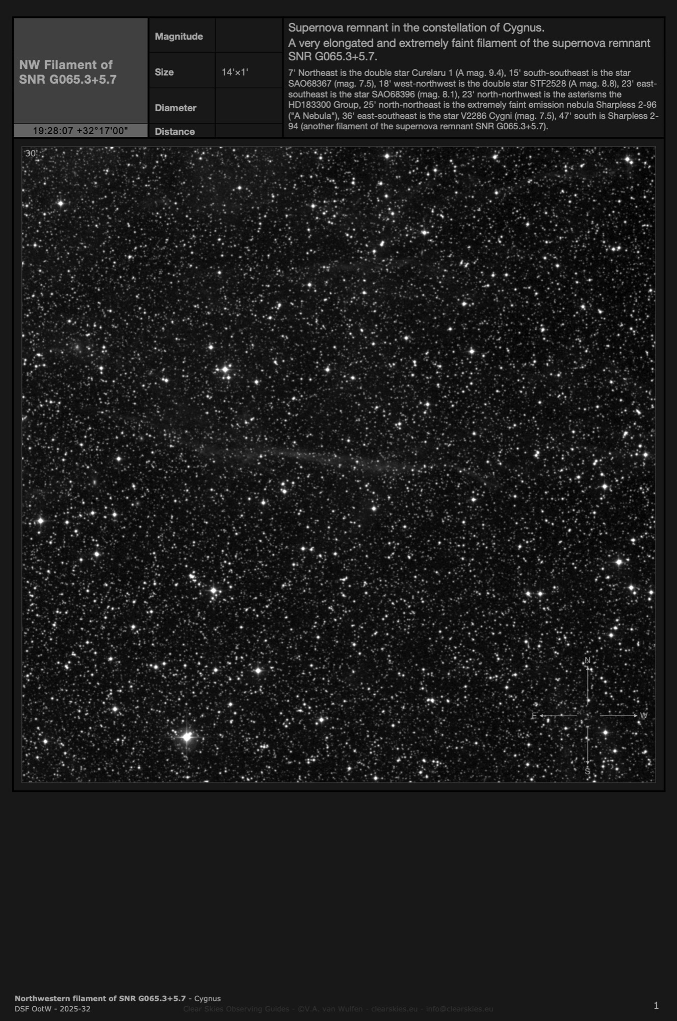 The northwestern filament of supernova remnant SNR G065.3+5.7 in Cygnus