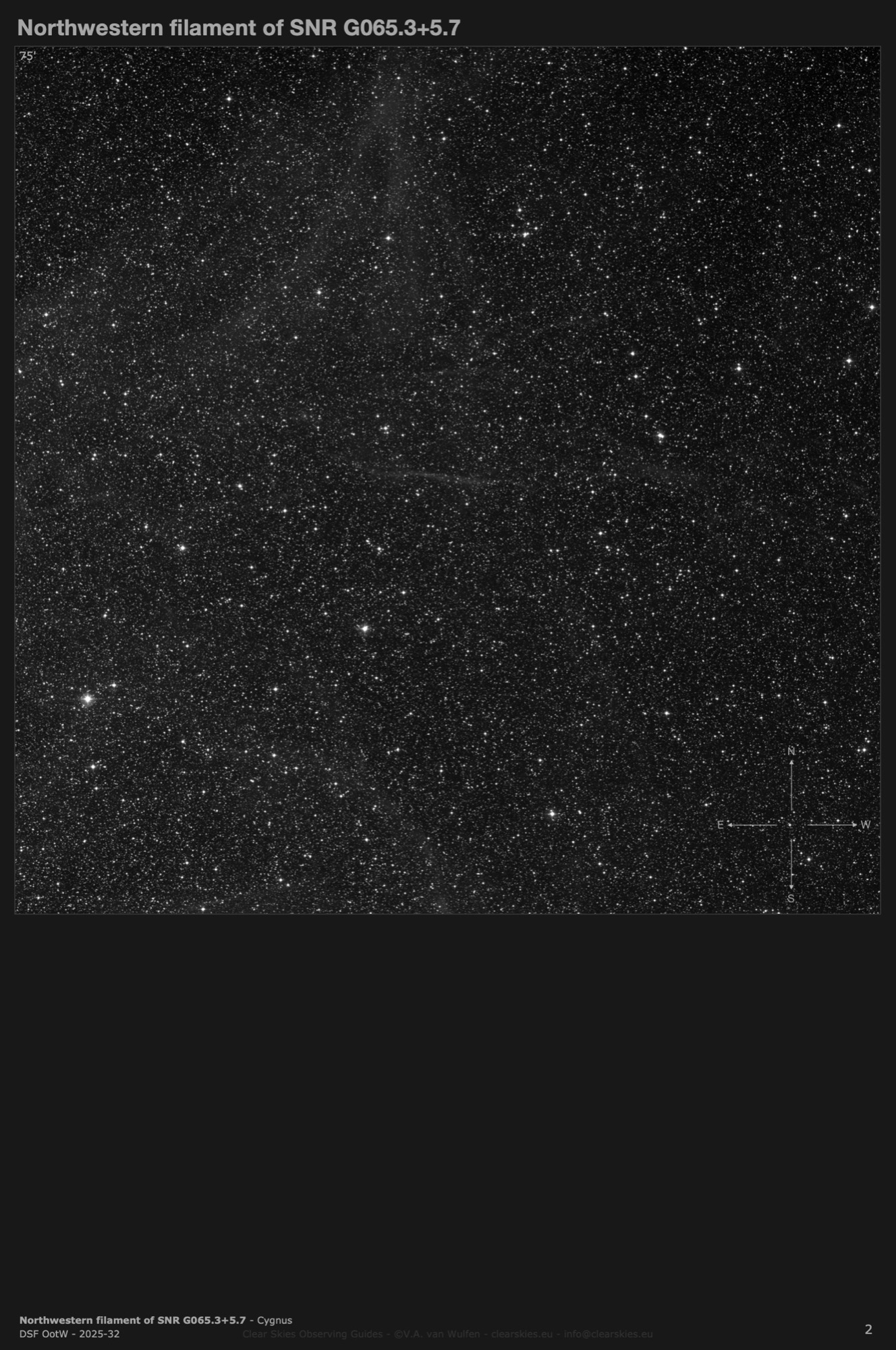 The northwestern filament of supernova remnant SNR G065.3+5.7 in Cygnus