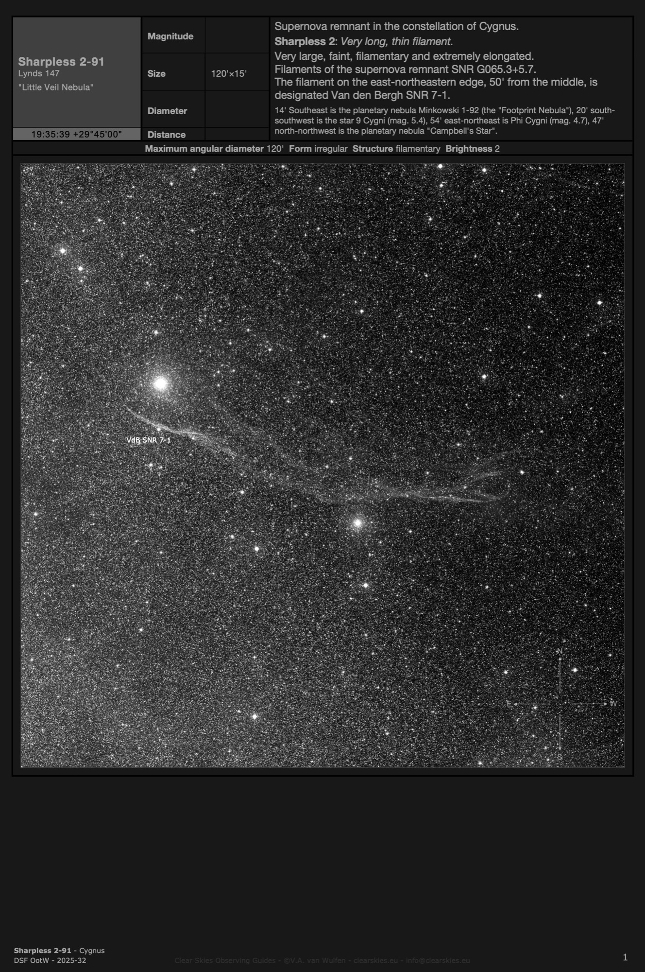 Supernova remnant Sharpless 2-91 - the "Little Veil Nebula" in Cygnus Supernova remnant Sharpless 2-91 - the "Little Veil Nebula" in Cygnus