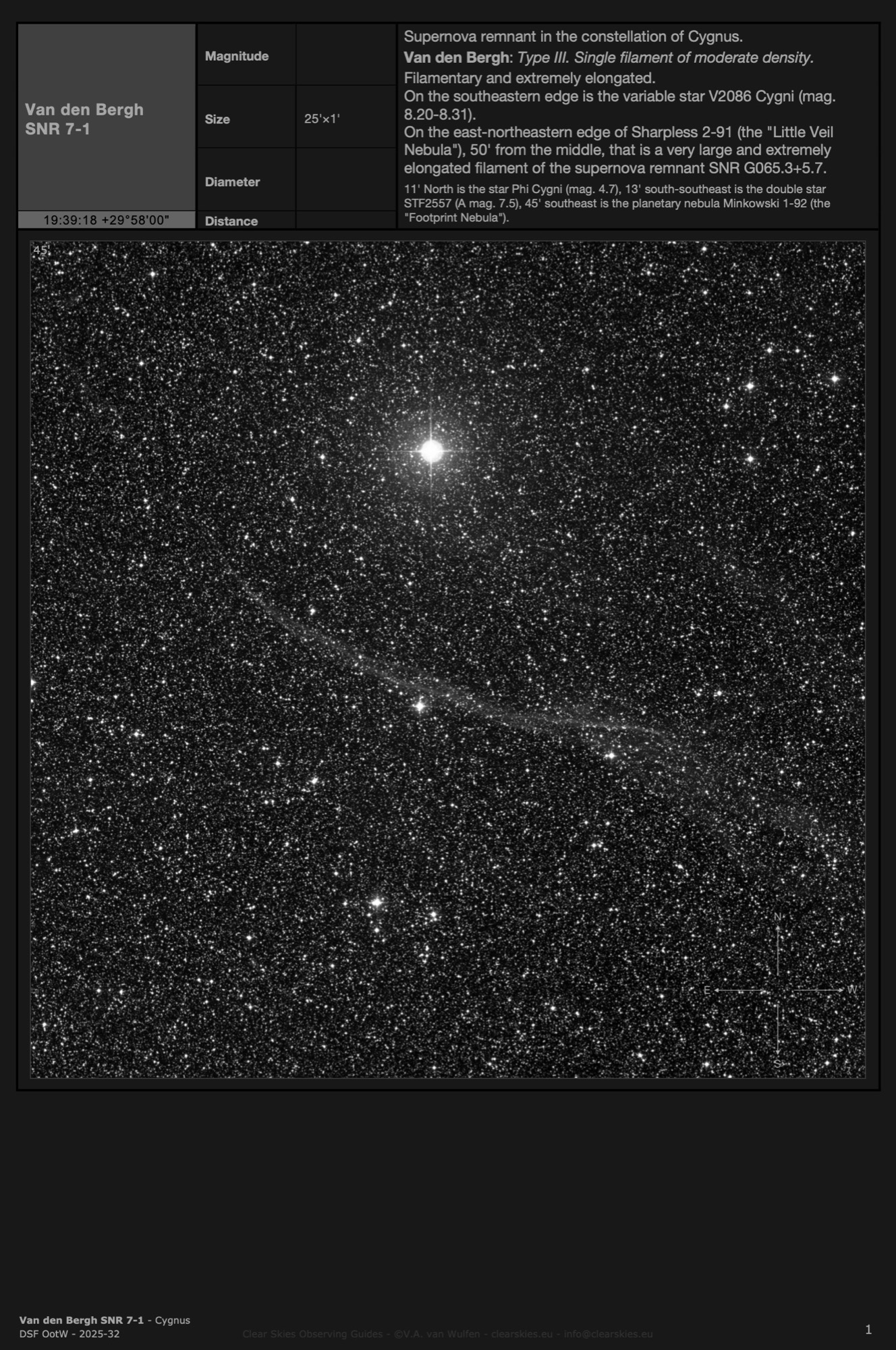 Supernova remnant Van den Bergh SNR 7-1 in Cygnus Supernova remnant Van den Bergh SNR 7-1 in Cygnus