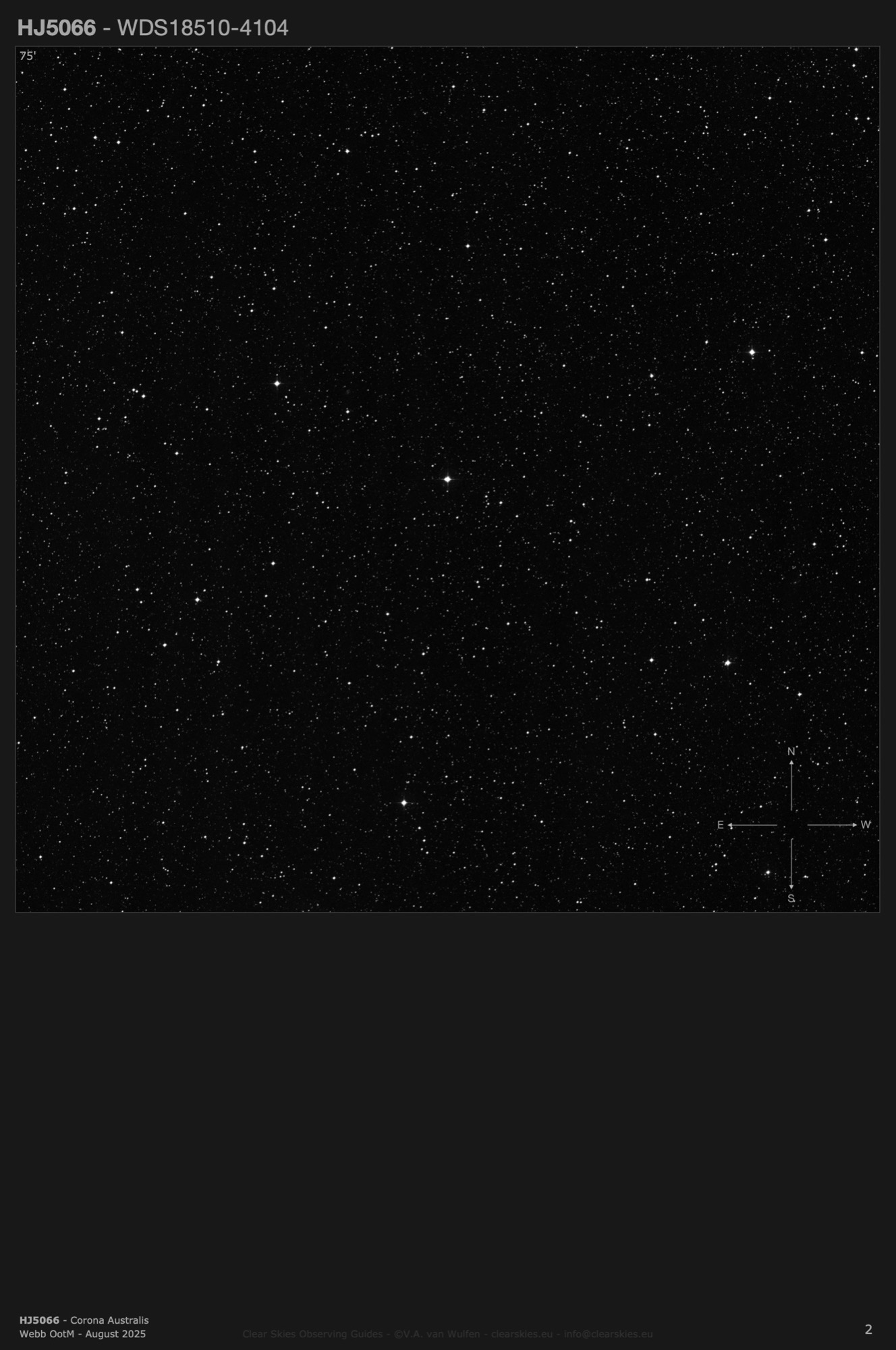 Double star HJ5066 (WDS18510-4104) in Corona Australis Double star HJ5066 (WDS18510-4104) in Corona Australis