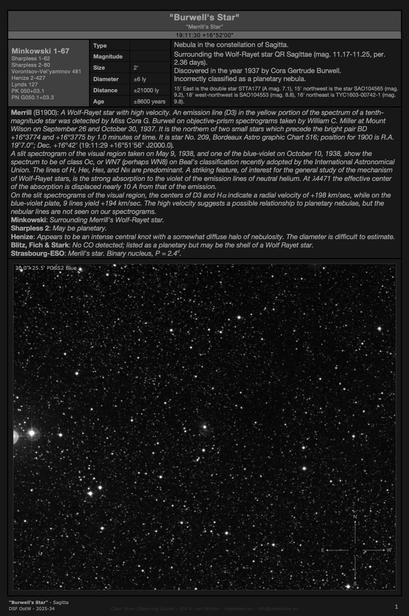 Nebula "Burwell's Star" (QR Sagittae, "Merrill's Star") in Sagitta Nebula "Burwell's Star" in Sagitta