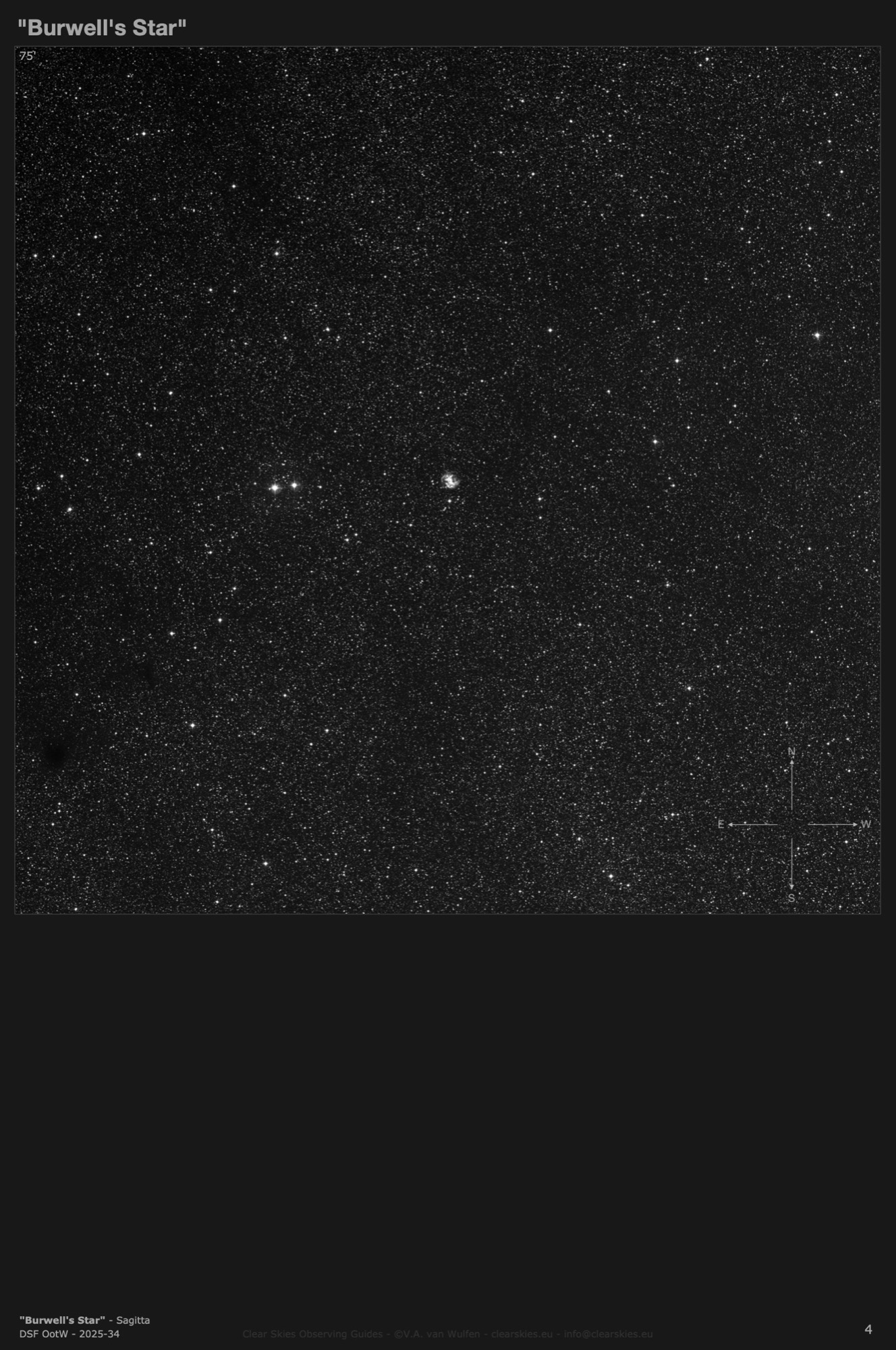 Nebula "Burwell's Star" (QR Sagittae, "Merrill's Star") in Sagitta Nebula "Burwell's Nebula" in Sagitta