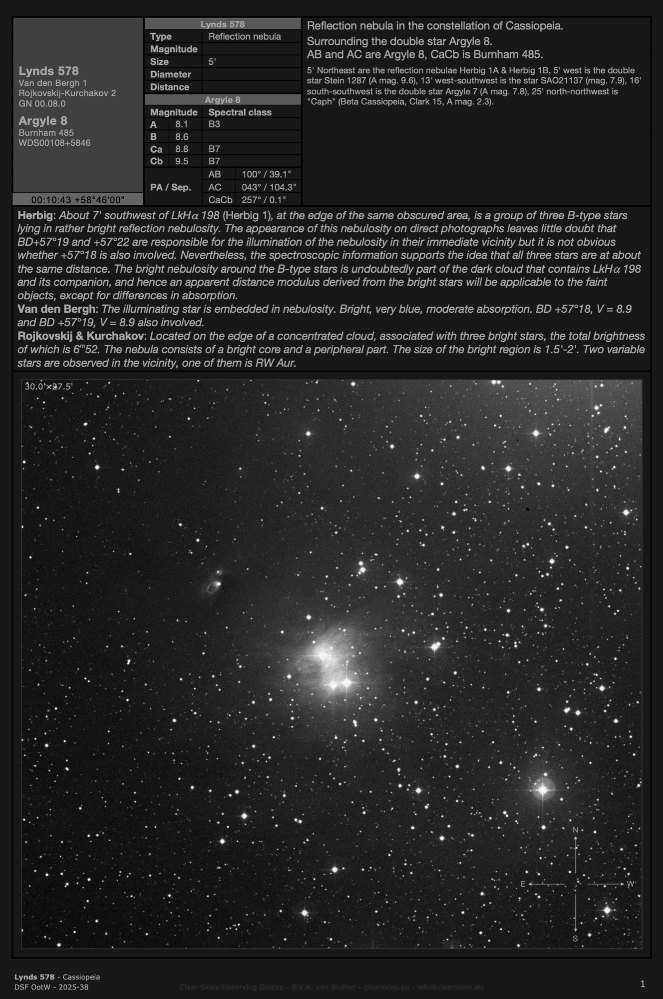 Reflection nebula Lynds 578 in Cassiopeia Reflection nebula Lynds 578 in Cassiopeia