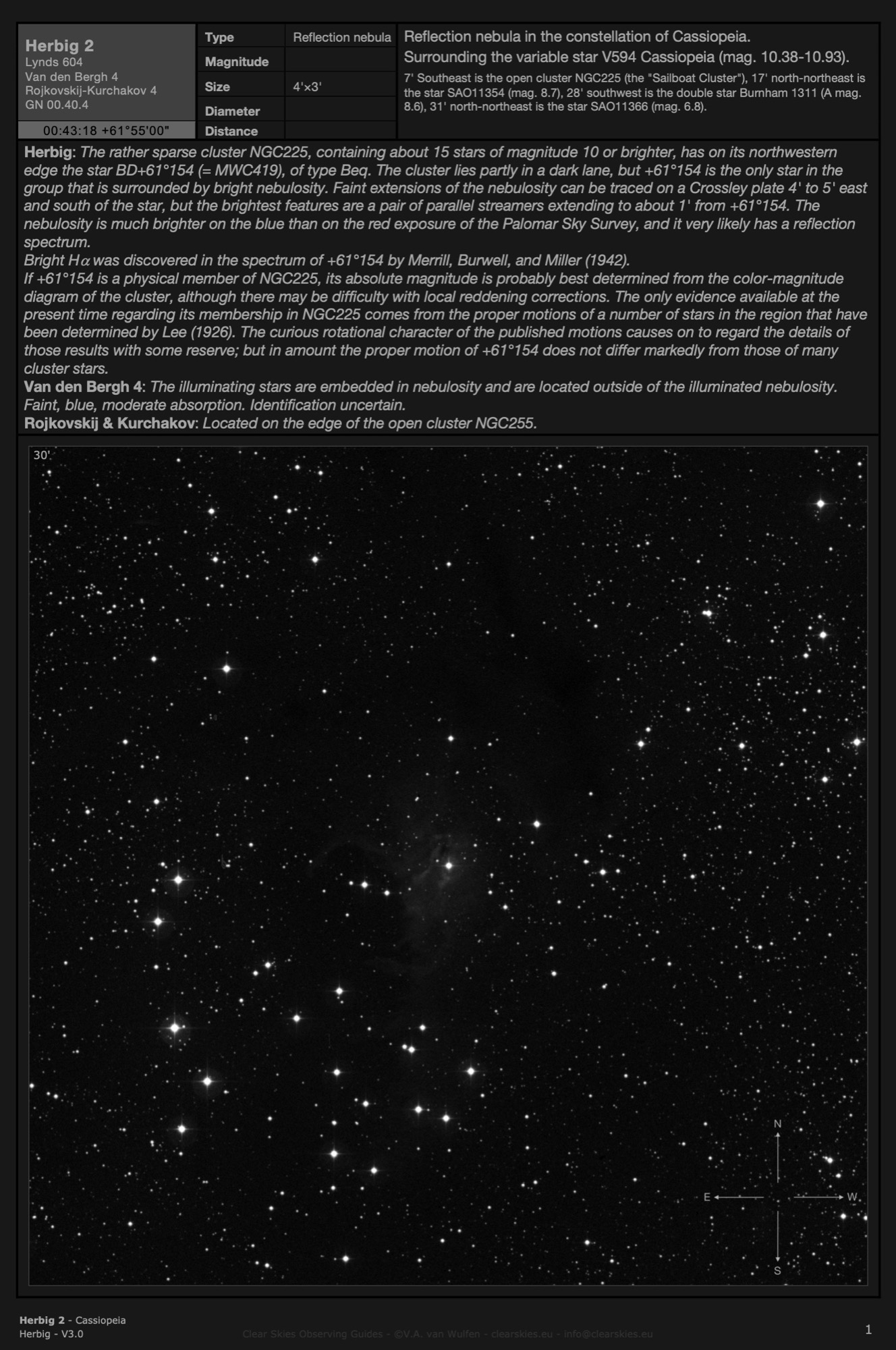 Reflection nebula Herbig 2 in Cassiopeia