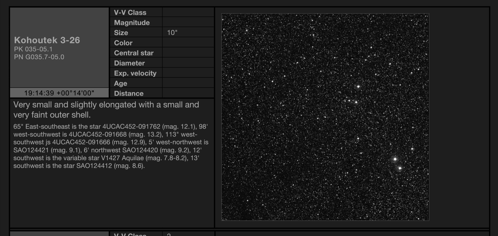 Planetary nebula Kohoutek 3-26 (PK 035-05.1) in Aquila
