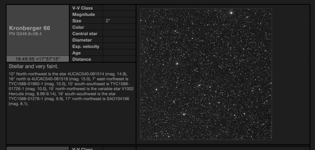 Planetary Kronberger 66 (PN G048.8+08.4) in Hercules