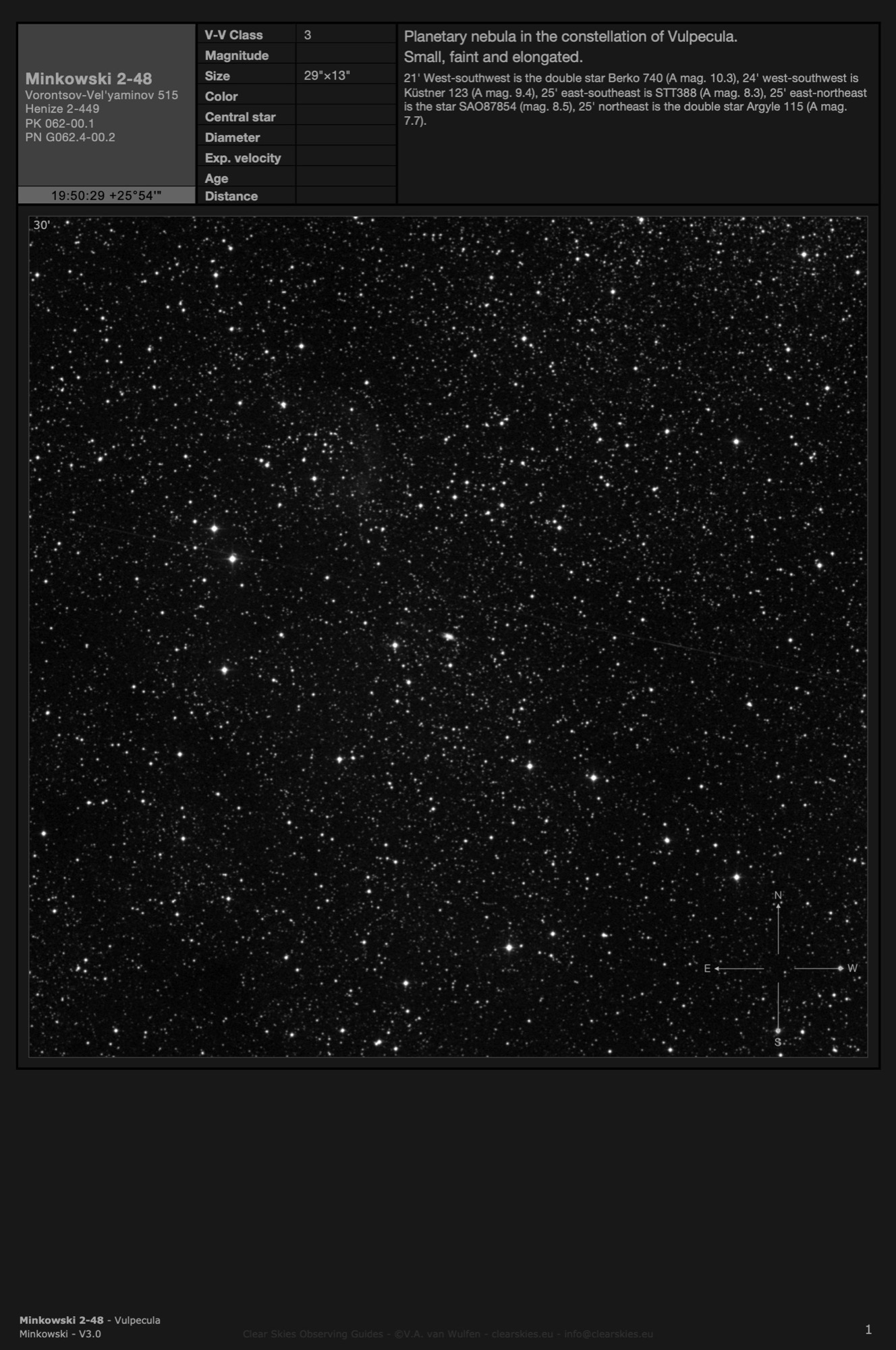 Planetary nebula Minkowski 2-48 (PK 062-00.1) in Vulpecula
