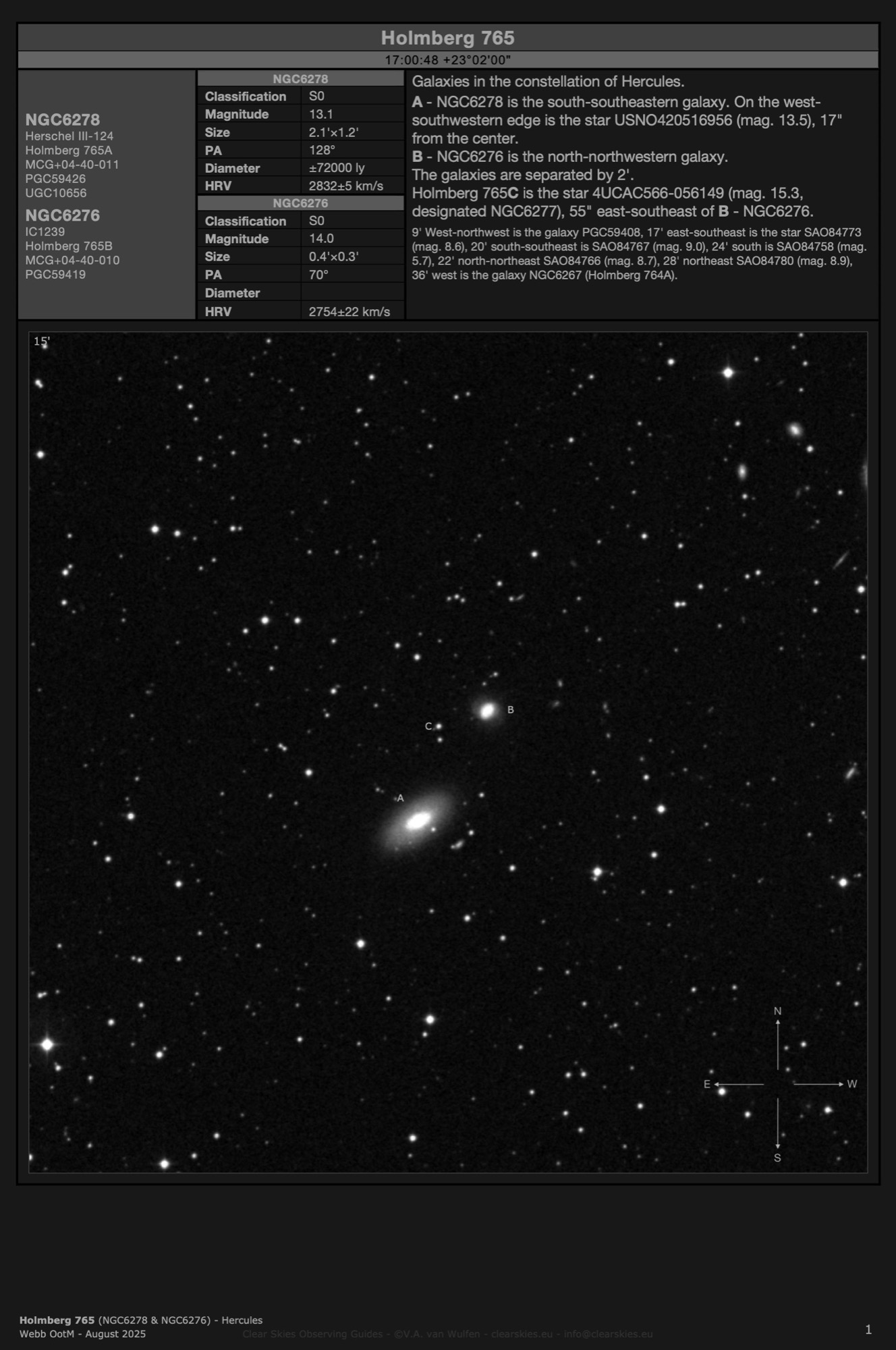 Galaxy pair Holmberg 765 (NGC6278 & NGC6276) in Hercules Galaxy pair Holmberg 765 (NGC6278 & NGC6276) in Hercules